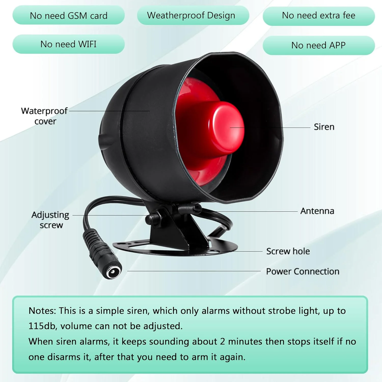 سیستم دزدگیر اماکن کروی مناسب خانه، اداره و مغازه - 110db، بی سیم، برق شهری، سفید/مشکی/نقره ای