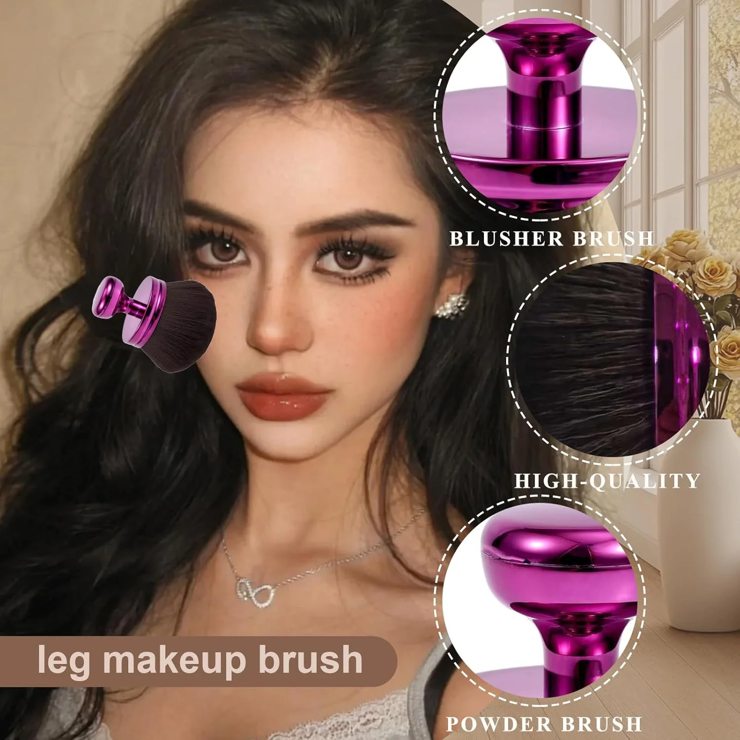براش های آرایشی بزرگ بدن، براش برنزه کننده خودکار برای بدن، براش های آرایشی پا، براش کرم پودر، اپلیکاتور برنزه کننده خودکار مناسب برای برنزه کردن خودکار پشت، صورت و پاهای رز قرمز