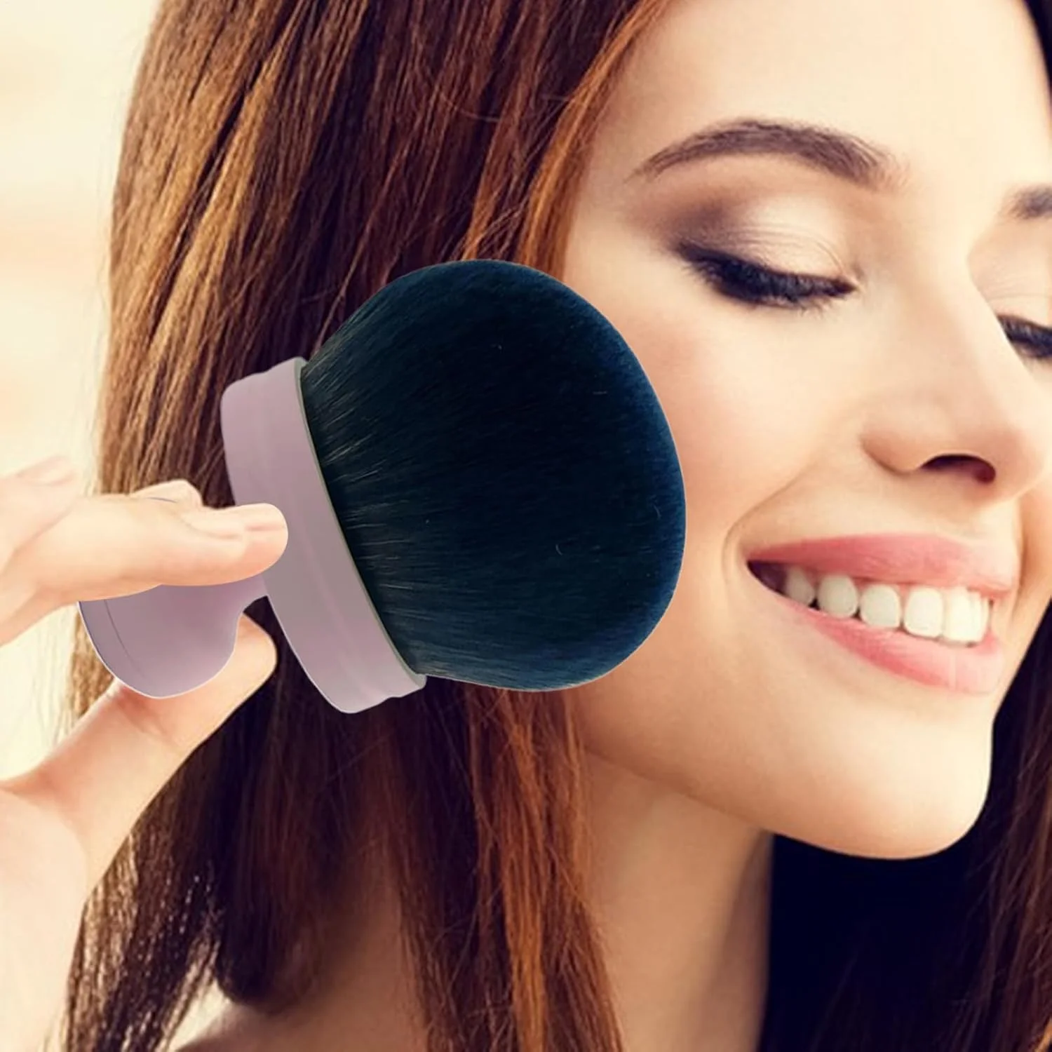 براش برنزه کننده بدن - براش آرایشی بزرگ، ابزار برنزه کننده، براش نرم و متراکم برای استفاده از برنزر صورت برای زنان، همسران و دختران