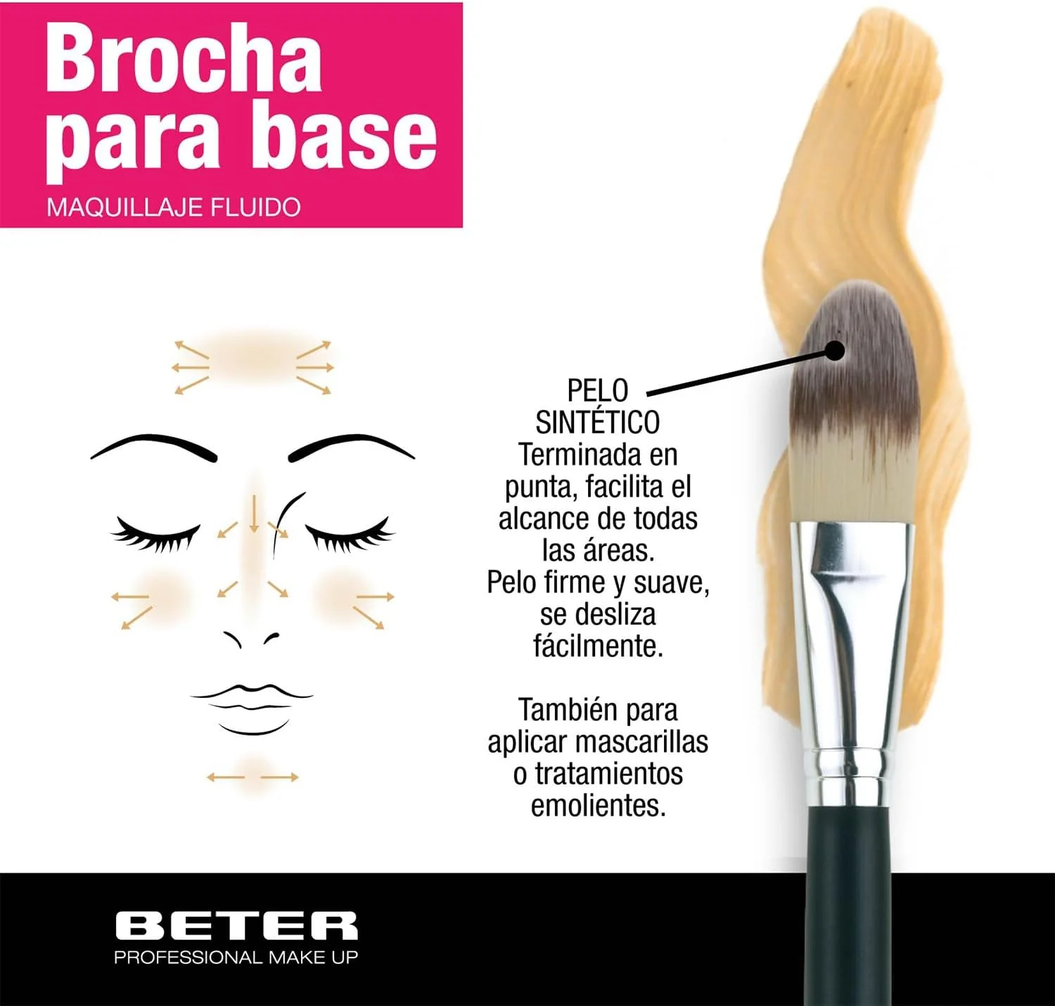 براش آرایشی مایع حرفه ای Beter با موی مصنوعی