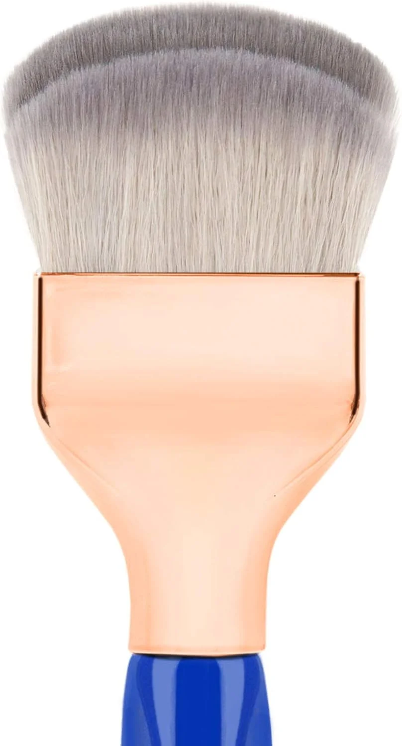 براش آرایشی حرفه ای Bdellium Tools - مثلث طلایی 972، براش بزرگ گرد دو گنبدی برای ترکیب کردن - با الیاف کاملا گیاهی و نرم مصنوعی، برای استفاده از کرم پودر و ترکیب کردن (آبی، 1 عدد)