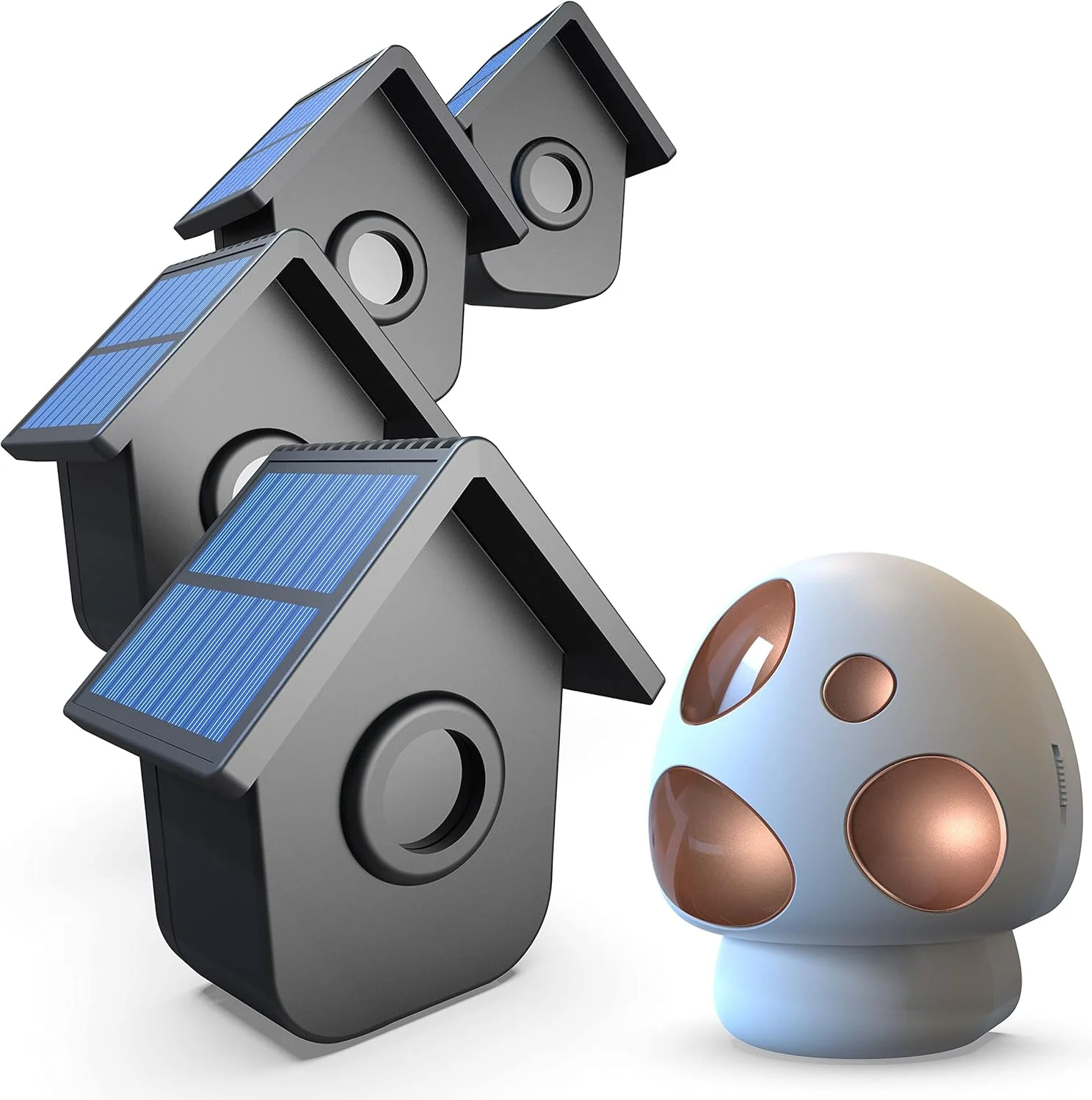 آلارم خورشیدی بی‌سیم درب منزل HTZSAFE با برد 800 متر - سنسور حرکتی و آشکارساز بی‌سیم ضد آب و هوا - گیرنده قابل حمل با باتری پشتیبان طولانی مدت - سیستم امنیتی DIY - 1 گیرنده + 4 سنسور