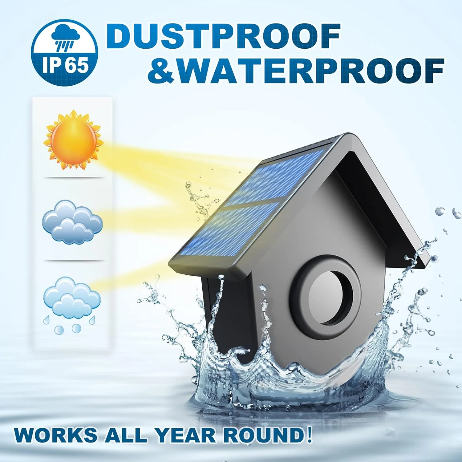 آلارم خورشیدی بی‌سیم درب منزل HTZSAFE با برد 800 متر - سنسور حرکتی و آشکارساز بی‌سیم ضد آب و هوا - گیرنده قابل حمل با باتری پشتیبان طولانی مدت - سیستم امنیتی DIY - 1 گیرنده + 4 سنسور