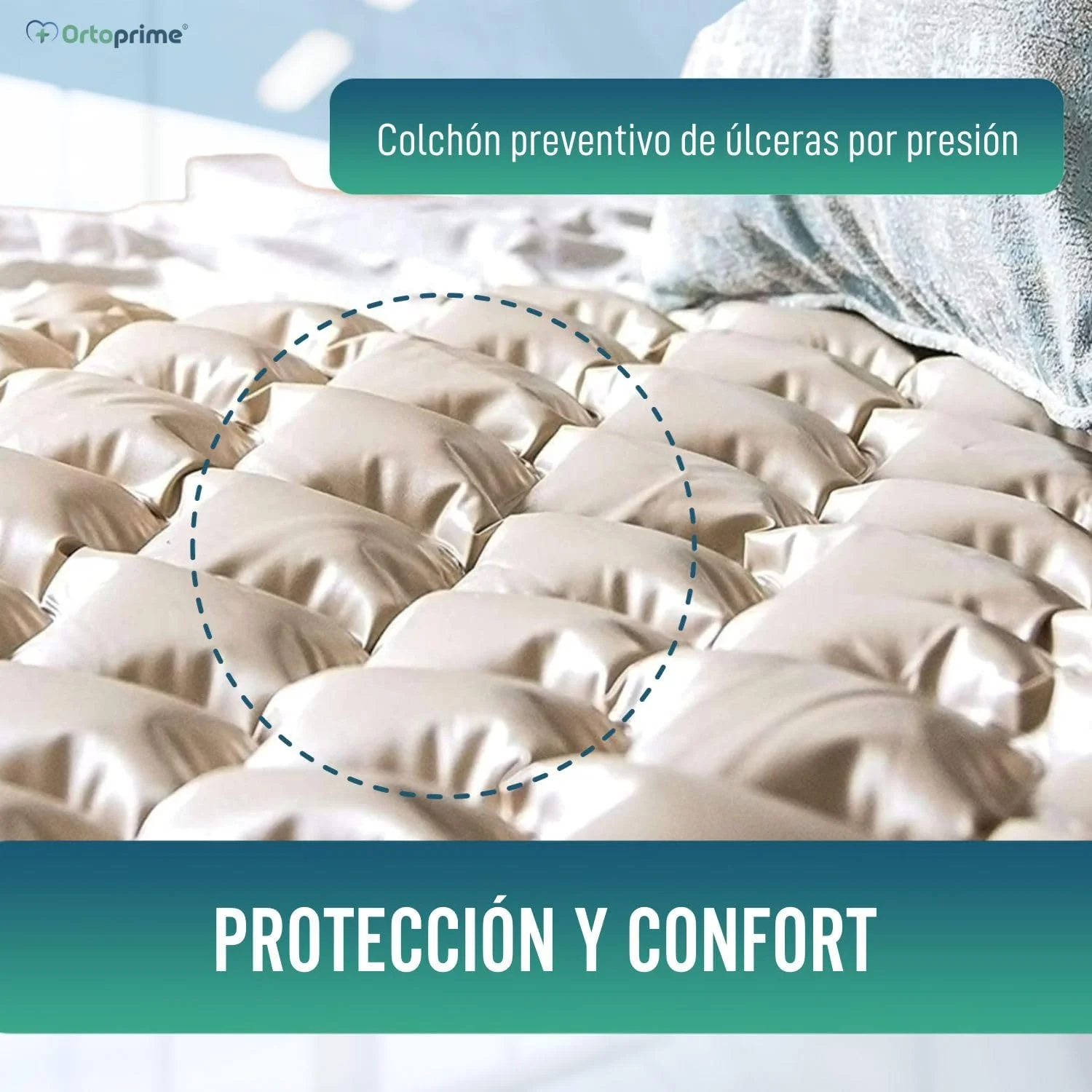 تشک مواج ضد زخم بستر OrtoPrime، 200x90x7 سانتی متر، تشک بادی ضد زخم بستر با کمپرسور Silence Comfort شامل تشک فشار هوا برای زخم بستر