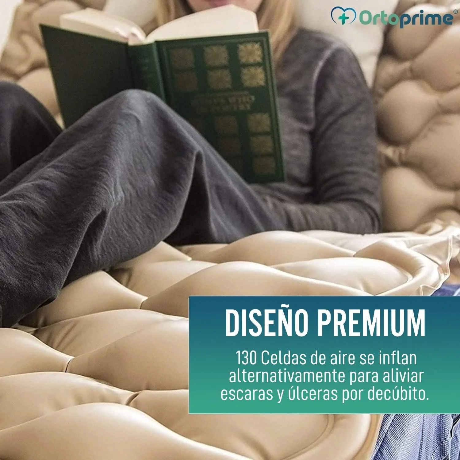 تشک مواج ضد زخم بستر OrtoPrime، 200x90x7 سانتی متر، تشک بادی ضد زخم بستر با کمپرسور Silence Comfort شامل تشک فشار هوا برای زخم بستر