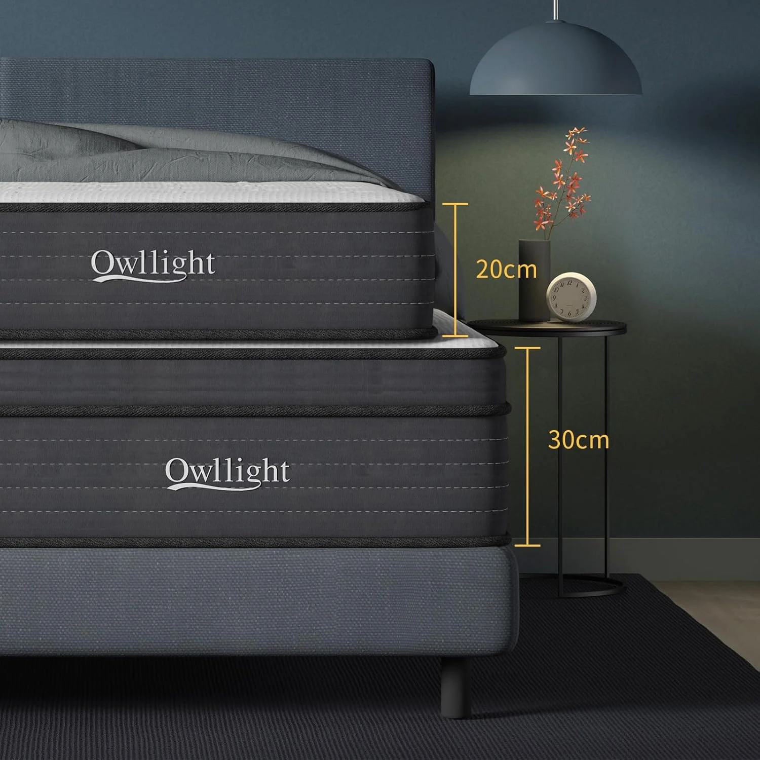 تشک آولایت 160x200، 30 سانتی متر، فوم مموری ژل خنک کننده و فنر پاکتی، تشک هیبریدی با سفتی متوسط، روکش تنسل قابل تنفس، 8 سانتی متر پشتیبانی فوم لبه، سایز کوئین