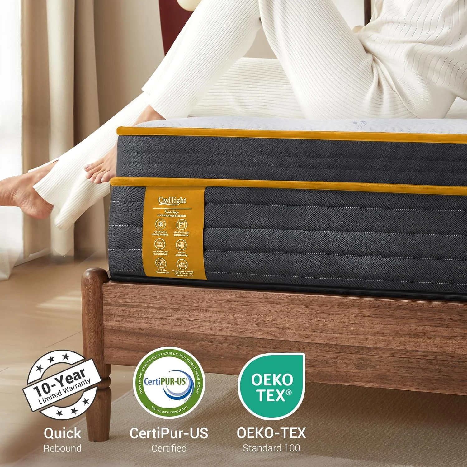 تشک Owllight ابعاد 180x200، تشک هیبریدی فنر پاکتی و مموری فوم 30 سانتی متری سایز کینگ، پارچه ابریشم یخی خنک و تنفسی، جنس الیاف هوای 4 بعدی، پشتیبانی فوم لبه 7 سانتی متری تشک Owllight ابعاد 180x200، تشک هیبریدی فنر پاکتی و مموری فوم 30 سانتی متری سایز کینگ، پارچه ابریشم یخی خنک و تنفسی، جنس الیاف هوای 4 بعدی، پشتیبانی فوم لبه 7 سانتی متری