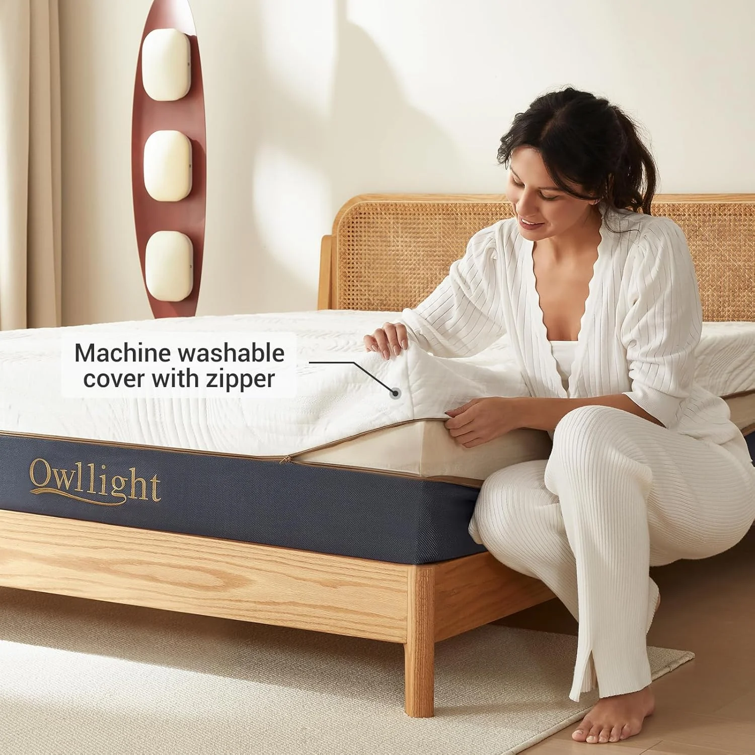 تشک فوم مموری ژل خنک کننده 25 سانتی متری Owllight، درجه سفتی متوسط با روکش بافتنی الیاف قابل جابجایی و شستشو، و ترکیب اسفنج پشتیبانی کننده با چگالی بالا 3 لایه و شانه تخم مرغی زغال بامبو، 160*200*25 سانتی متر، کویین. تشک فوم مموری ژل خنک کننده 25 سانتی متری Owllight، درجه سفتی متوسط با روکش بافتنی الیاف قابل جابجایی و شستشو، و ترکیب اسفنج پشتیبانی کننده با چگالی بالا 3 لایه و شانه تخم مرغی زغال بامبو، 160*200*25 سانتی متر، کویین.