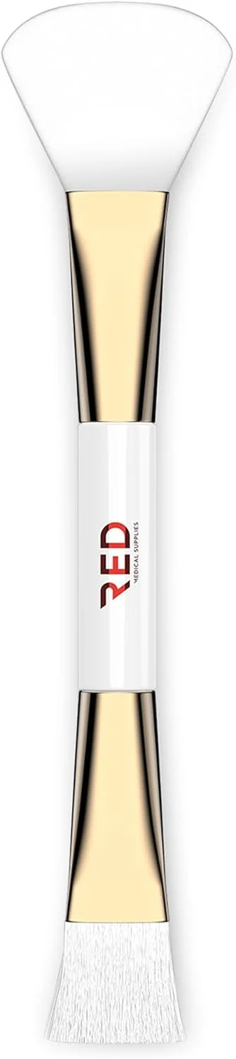براش دوگانه اپلیکاتور صورت تجهیزات پزشکی RED - براش فوق العاده نرم، سر سیلیکونی فن شکل طراحی شده برای استفاده از ژل میکرورنت - روتین مراقبت از پوست خود را ارتقا دهید.