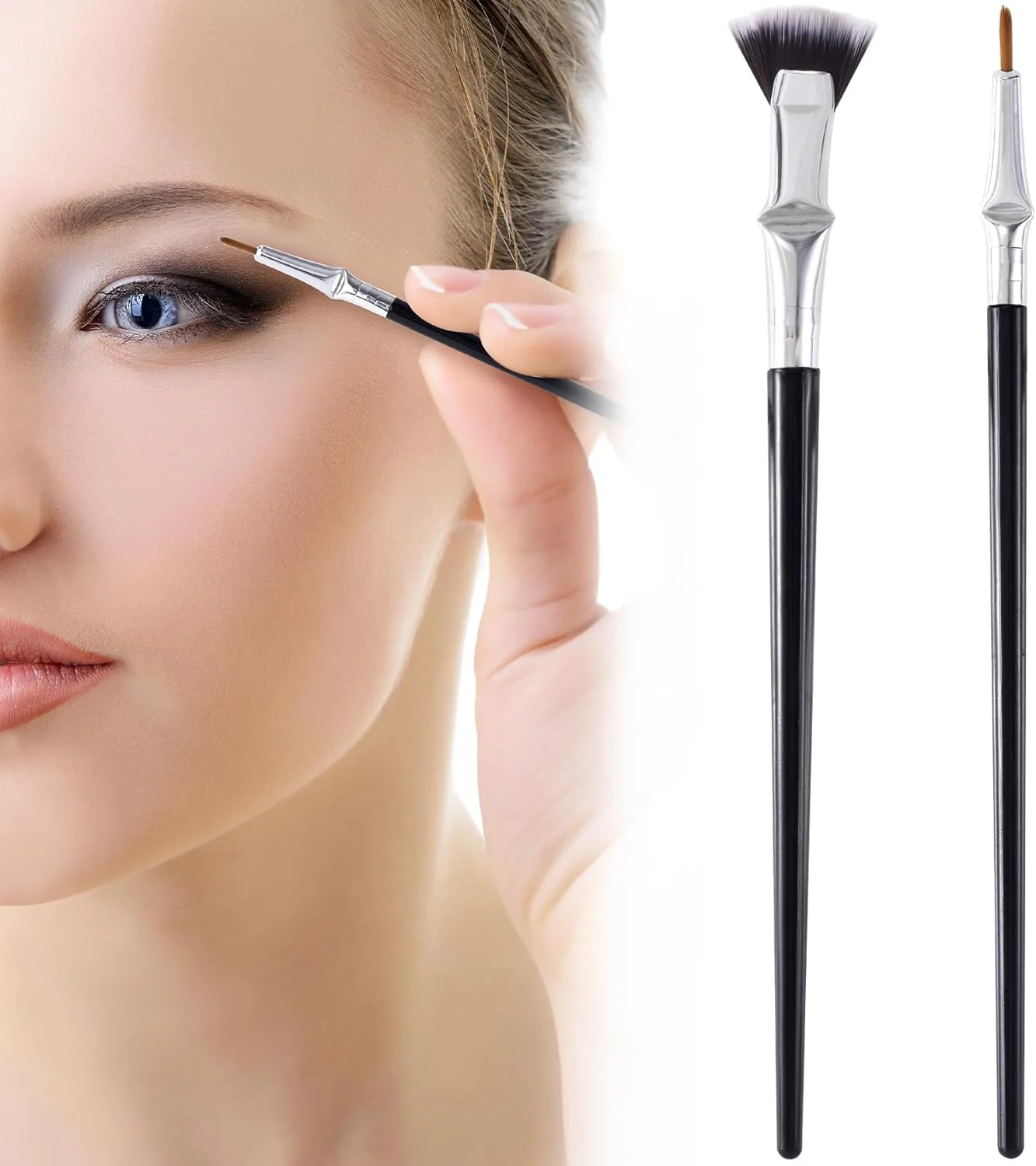 پگاو 2 عدد برس مژه تاشو زاویه دار دالبری، برس فن ریمل برای مژه ها، برس ریمل چند منظوره جداکننده شانه مژه، ابزار آرایش چوب برس فن مژه