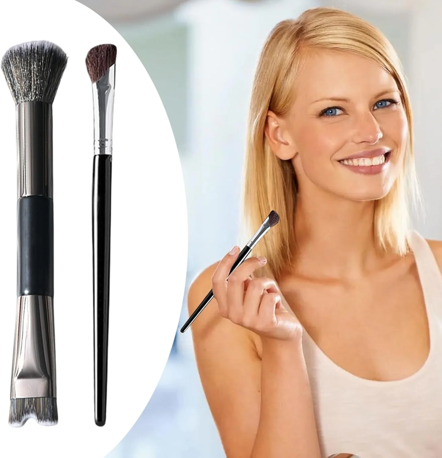 براش کانتور بینی، براش سایه بینی - ابزار آرایشی دو طرفه برای مشخص کردن، هایلایت کردن، ترکیب کردن، سایه چشم، پخش کردن و فرم دادن براش کانتور بینی، براش سایه بینی - ابزار آرایشی دو طرفه برای مشخص کردن، هایلایت کردن، ترکیب کردن، سایه چشم، پخش کردن و فرم دادن