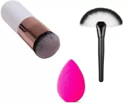 ست برس آرایشی حرفه ای MASTADI، برس کرم پودر/رژگونه قابل شستشو، برس بادبزنی و بیوتی بلندر برای دختران و زنان