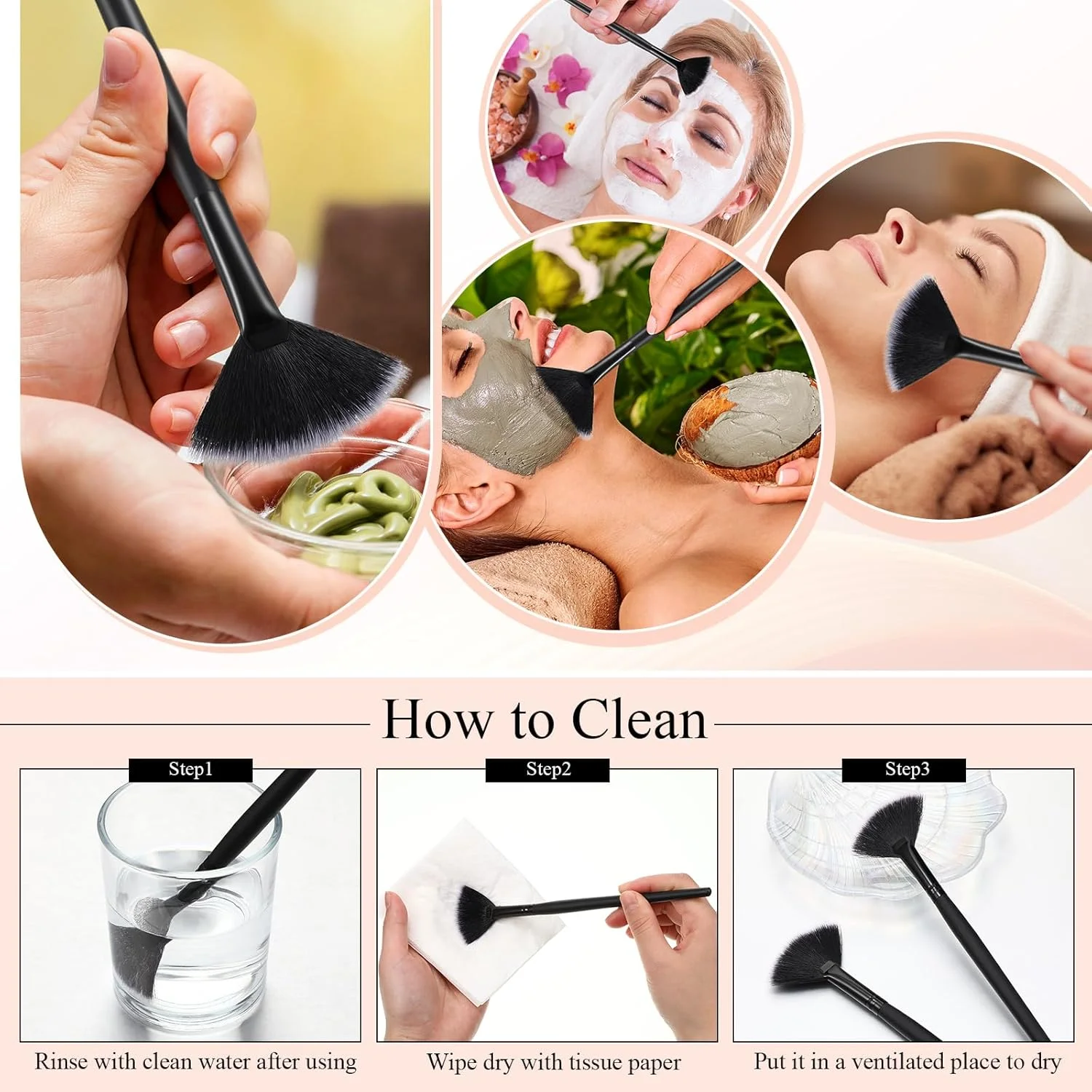 مایتیس 6 عدد برس ماسک بادبزنی، برس های نرم بادبزنی برای استفاده از ماسک صورت، ابزار آرایشی، برس های آرایشی با دسته برای ماسک های لایه بردار، مناسب برای آرایش زنان و دختران (موهای مشکی با نوک سفید) مایتیس 6 عدد برس ماسک بادبزنی، برس های نرم بادبزنی برای استفاده از ماسک صورت، ابزار آرایشی، برس های آرایشی با دسته برای ماسک های لایه بردار، مناسب برای آرایش زنان و دختران (موهای مشکی با نوک سفید)