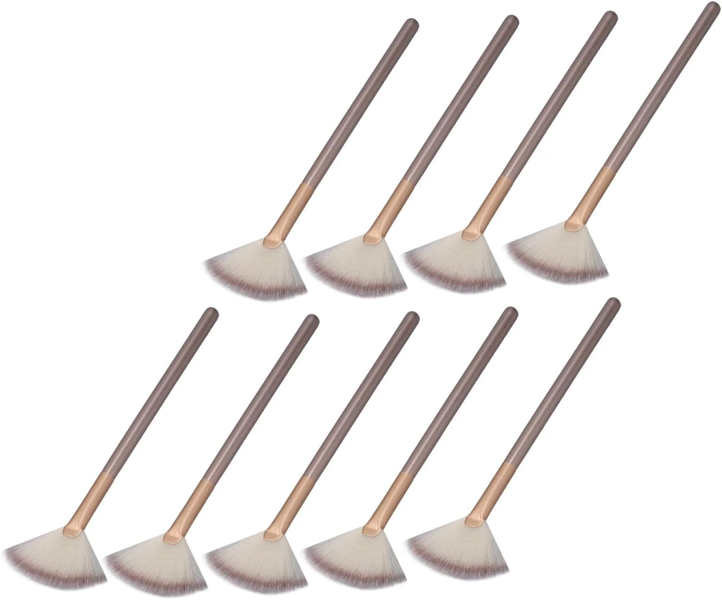 ست ۹ عددی برس بادبزنی آرایشی مارهاینچس، رنگ شامپاینی، با موهای نرم فیبری برای استفاده از رژگونه و پودر ست ۹ عددی برس بادبزنی آرایشی مارهاینچس، رنگ شامپاینی، با موهای نرم فیبری برای استفاده از رژگونه و پودر