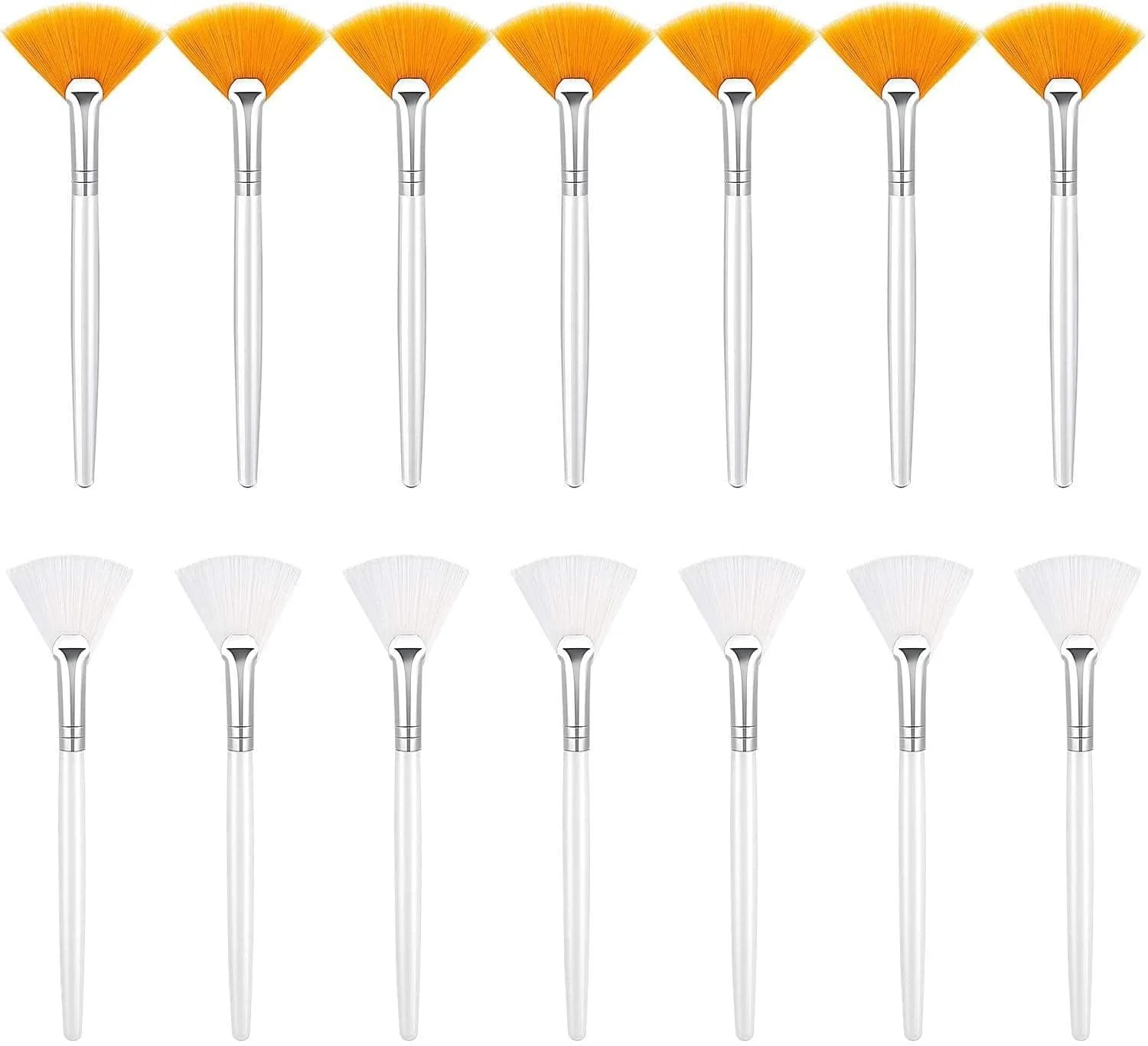 مجموعه 14 عددی براش نرم بادبزنی صورت Knource، ابزار کاربردی برای استفاده از کرم و ماسک صورت، 15 سانتیمتر (زرد، سفید) مجموعه 14 عددی براش نرم بادبزنی صورت Knource، ابزار کاربردی برای استفاده از کرم و ماسک صورت، 15 سانتیمتر (زرد، سفید)