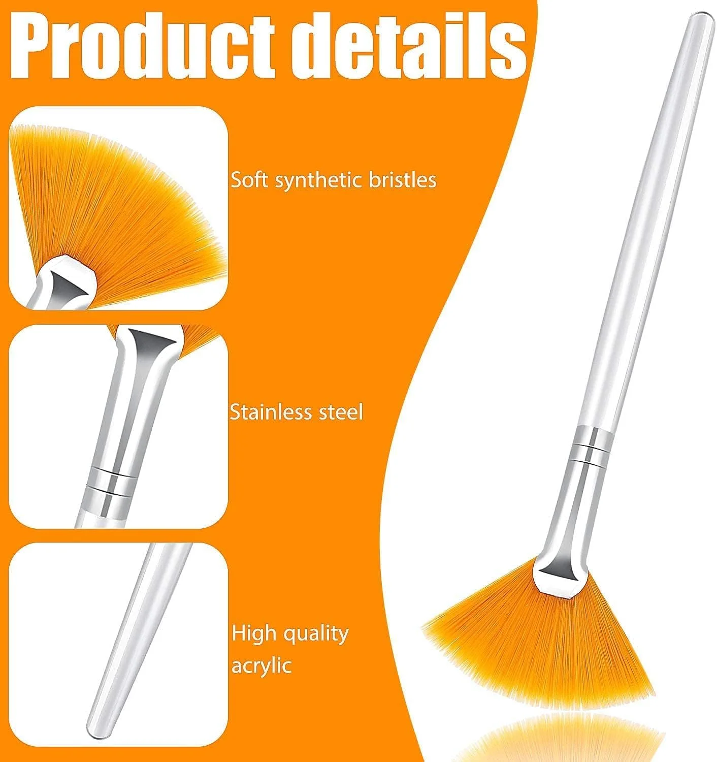 مجموعه 14 عددی براش نرم بادبزنی صورت Knource، ابزار کاربردی برای استفاده از کرم و ماسک صورت، 15 سانتیمتر (زرد، سفید) مجموعه 14 عددی براش نرم بادبزنی صورت Knource، ابزار کاربردی برای استفاده از کرم و ماسک صورت، 15 سانتیمتر (زرد، سفید)