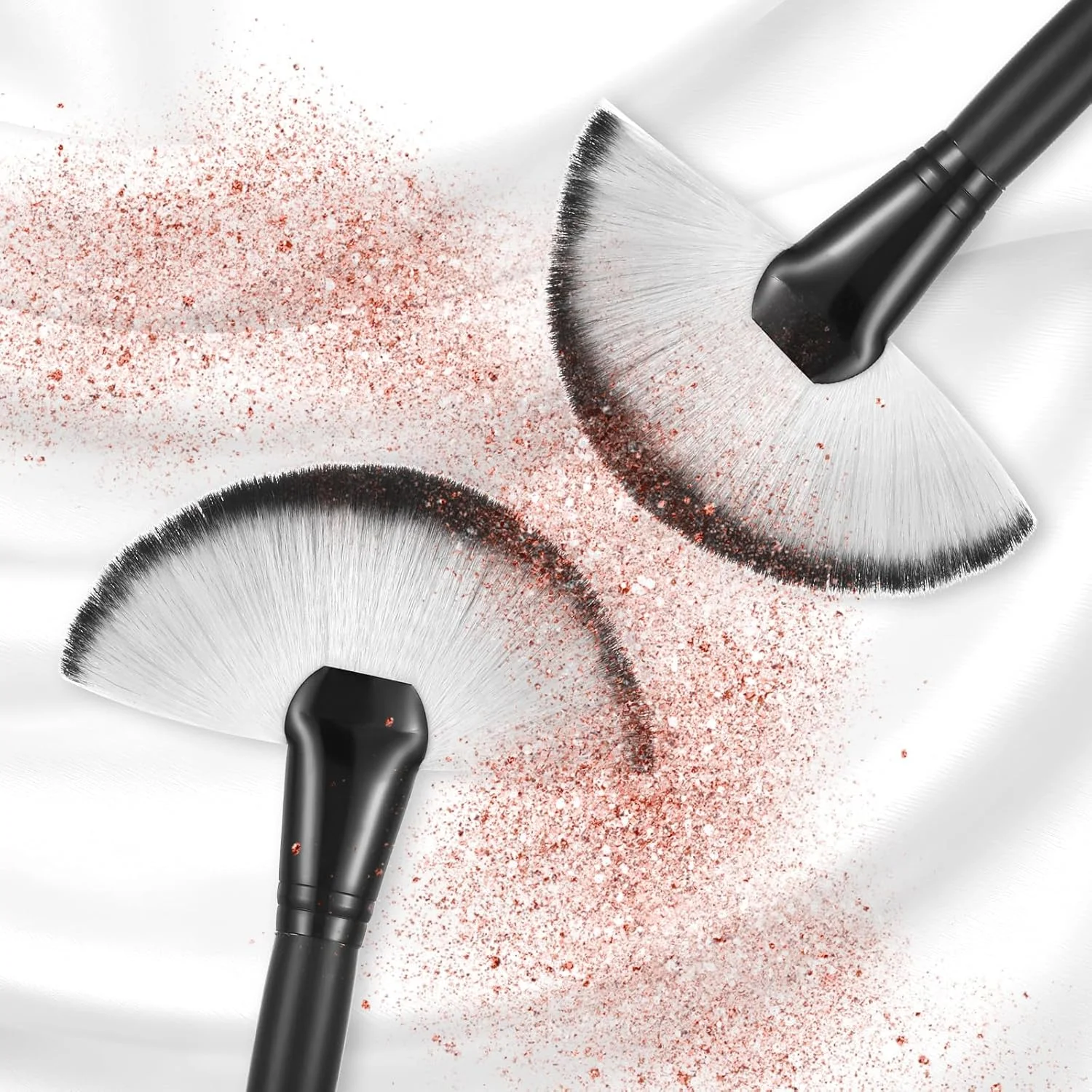 LIQWEI برس آرایشی پنکه ای کرکی 2 عددی، برس های نرم و متراکم صورت، برس رژگونه آرایشگر، برس آرایشی کرکی ابزار آرایش پودر نهایی برای هایلایت پودر شل LIQWEI برس آرایشی پنکه ای کرکی 2 عددی، برس های نرم و متراکم صورت، برس رژگونه آرایشگر، برس آرایشی کرکی ابزار آرایش پودر نهایی برای هایلایت پودر شل