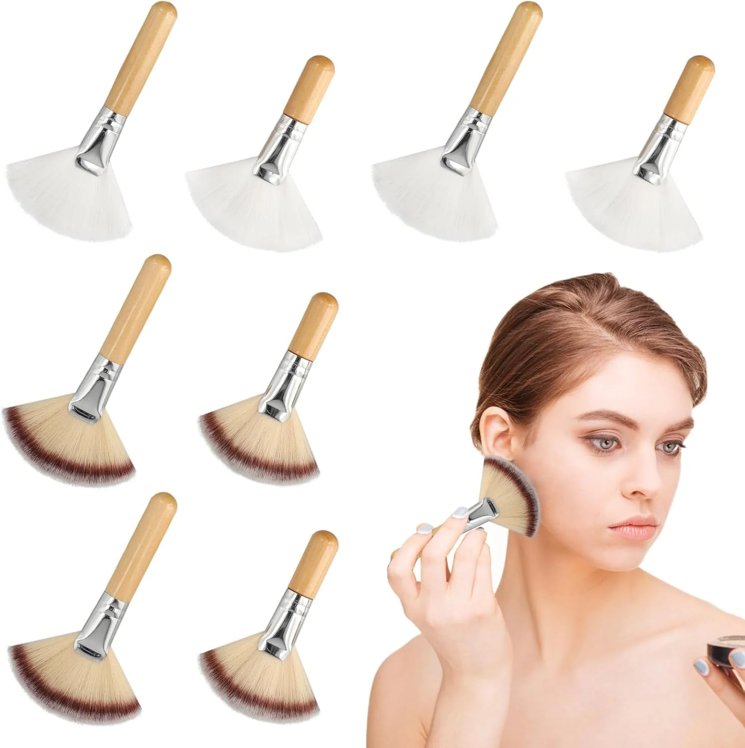 ست 8 عددی برس های نرم و کرکی فیشیال، برس بادبزنی کرکی با دسته های بلند و کوتاه ست 8 عددی برس های نرم و کرکی فیشیال، برس بادبزنی کرکی با دسته های بلند و کوتاه