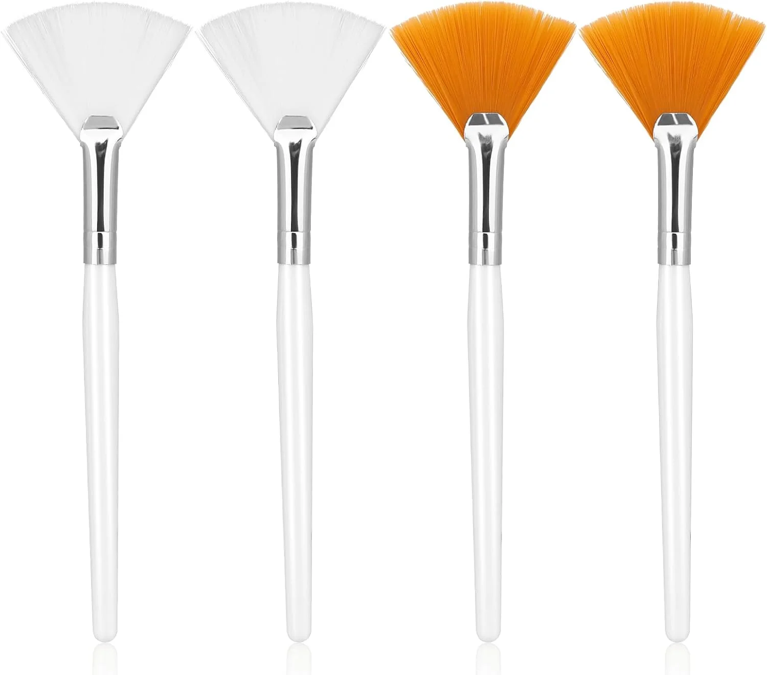 Giantree ست 4 عددی برس ماسک صورت، برس های بادبزنی مخصوص متخصصان زیبایی، ابزار برس های نرم برای استفاده از ماسک صورت، ابزار برس بادبزنی آرایشی برای کرم گلی، پودر شل، هایلایت و رژگونه (سفید و زرد) Giantree ست 4 عددی برس ماسک صورت، برس های بادبزنی مخصوص متخصصان زیبایی، ابزار برس های نرم برای استفاده از ماسک صورت، ابزار برس بادبزنی آرایشی برای کرم گلی، پودر شل، هایلایت و رژگونه (سفید و زرد)