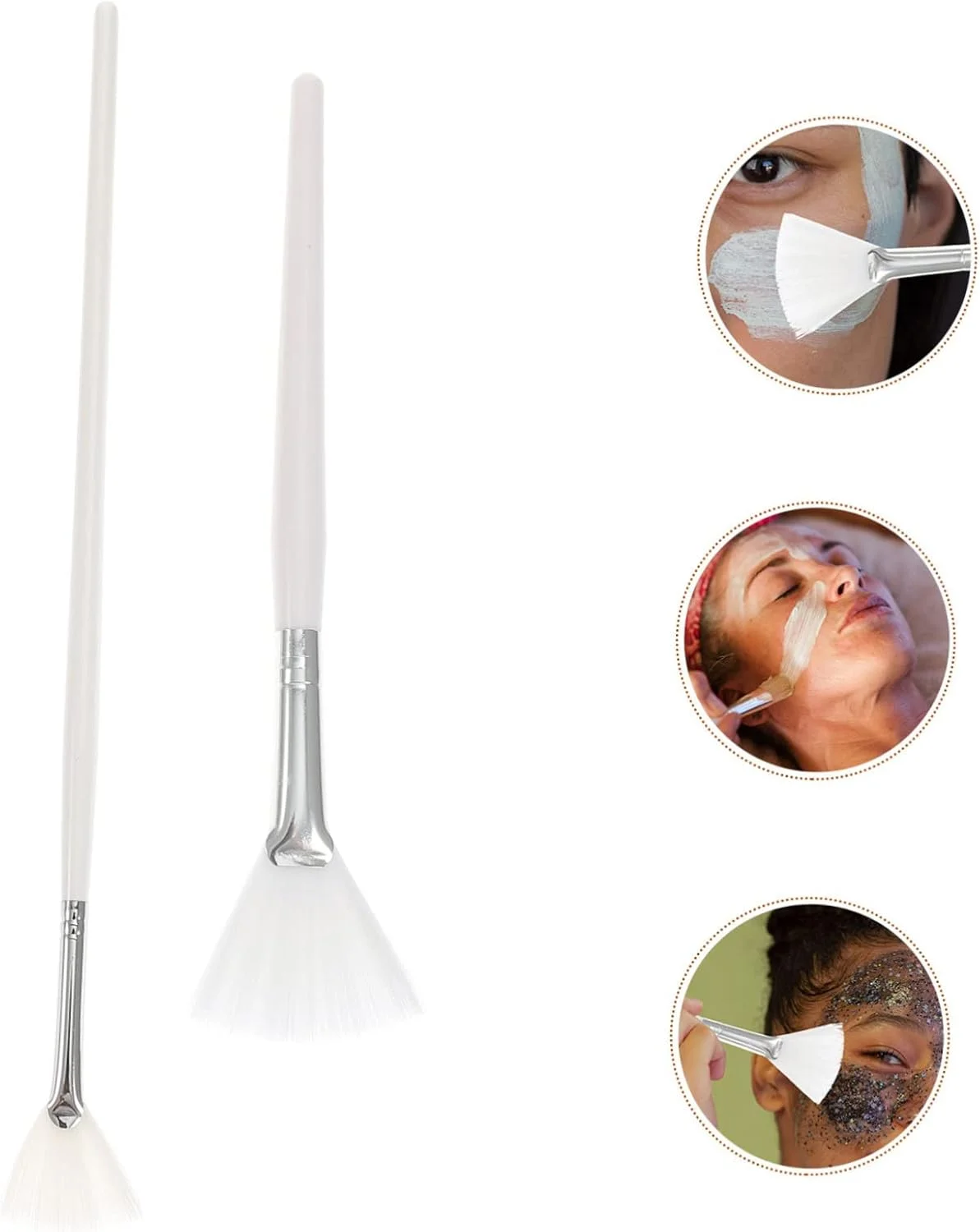 FRCOLOR 2 عدد برس ماسک بادبزنی برای ماسک صورت، ابزار آرایشی نرم برای زیبایی، شامل دسته بلند و دسته برای کرم ها، لایه بردارها و ماسک های گلی FRCOLOR 2 عدد برس ماسک بادبزنی برای ماسک صورت، ابزار آرایشی نرم برای زیبایی، شامل دسته بلند و دسته برای کرم ها، لایه بردارها و ماسک های گلی