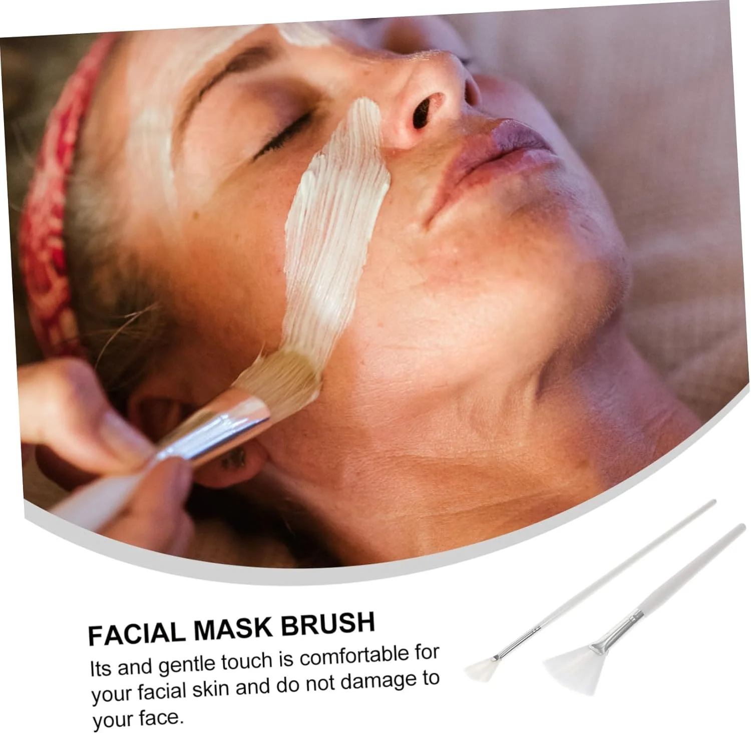 FRCOLOR 2 عدد برس ماسک صورت بادبزنی برای زنان، ابزار ماسک سالن زیبایی حرفه ای با طراحی دسته بلند برای استفاده یکنواخت از ماسک های صورت FRCOLOR 2 عدد برس ماسک صورت بادبزنی برای زنان، ابزار ماسک سالن زیبایی حرفه ای با طراحی دسته بلند برای استفاده یکنواخت از ماسک های صورت