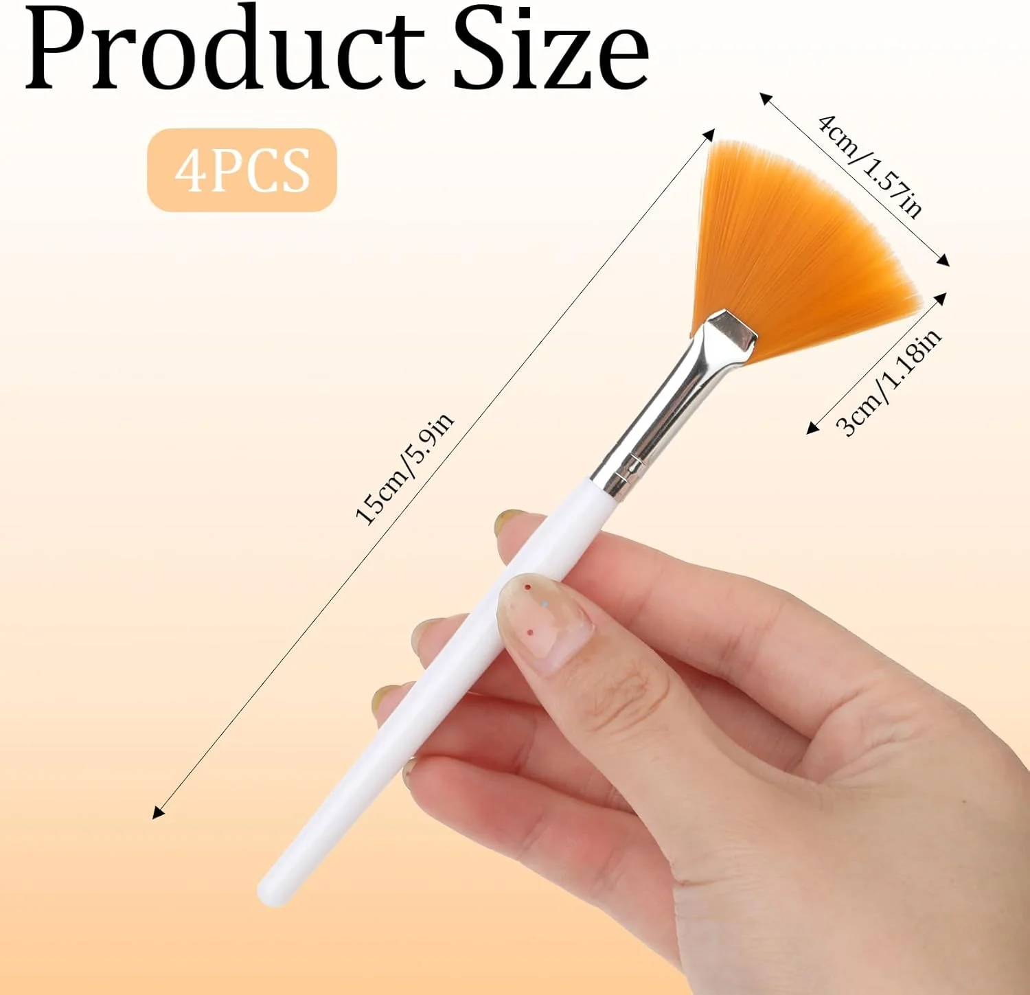 Giantree ست 4 عددی برس ماسک صورت، برس های بادبزنی مخصوص متخصصان زیبایی، ابزار برس های نرم برای استفاده از ماسک صورت، ابزار برس بادبزنی آرایشی برای کرم گلی، پودر شل، هایلایت و رژگونه (سفید و زرد)