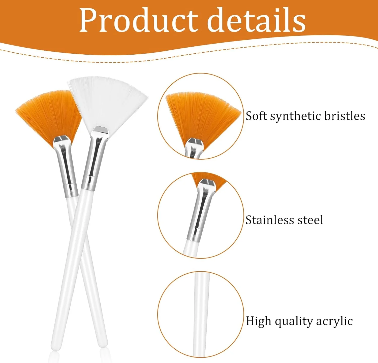 Giantree ست 4 عددی برس ماسک صورت، برس های بادبزنی مخصوص متخصصان زیبایی، ابزار برس های نرم برای استفاده از ماسک صورت، ابزار برس بادبزنی آرایشی برای کرم گلی، پودر شل، هایلایت و رژگونه (سفید و زرد)