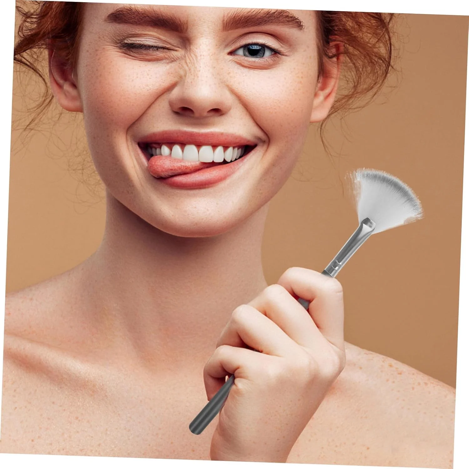 FRCOLOR برس پنکه ای صورت برای آرایش، سرم اسیدی، هایلایتر، نرم برای استفاده دقیق، برای رژگونه و سایه چشم، 10 عدد