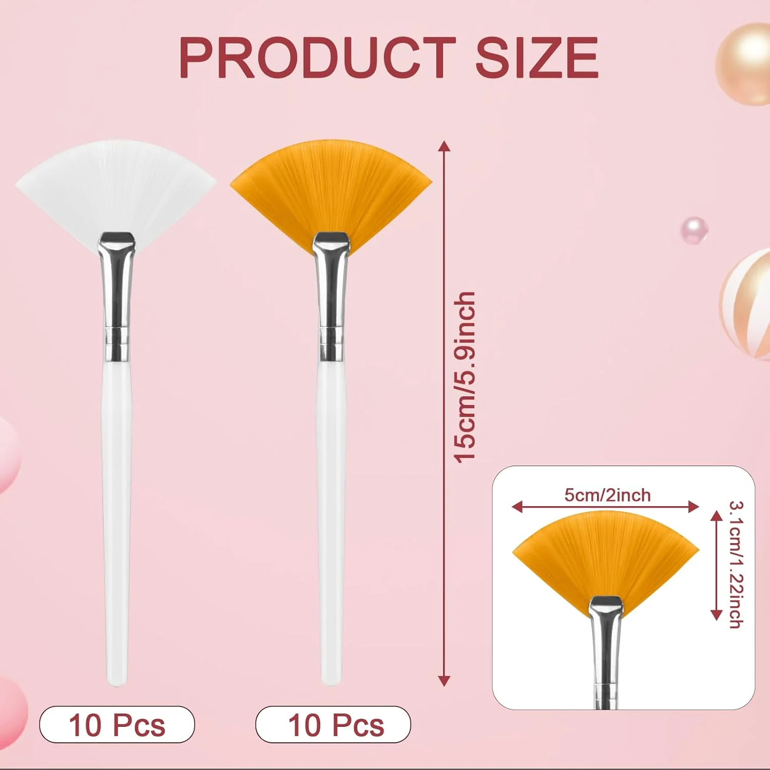 ست 20 عددی براش فیشیال بادبزنی، 15 سانتی متری دو رنگ (سفید و زرد)، براش های فیشیال مناسب متخصصان زیبایی، ست براش ماسک صورت با الیاف نرم برای ماسک، کرم، نقاشی - قابل استفاده مجدد، مناسب استفاده حرفه ای در اسپا و منزل