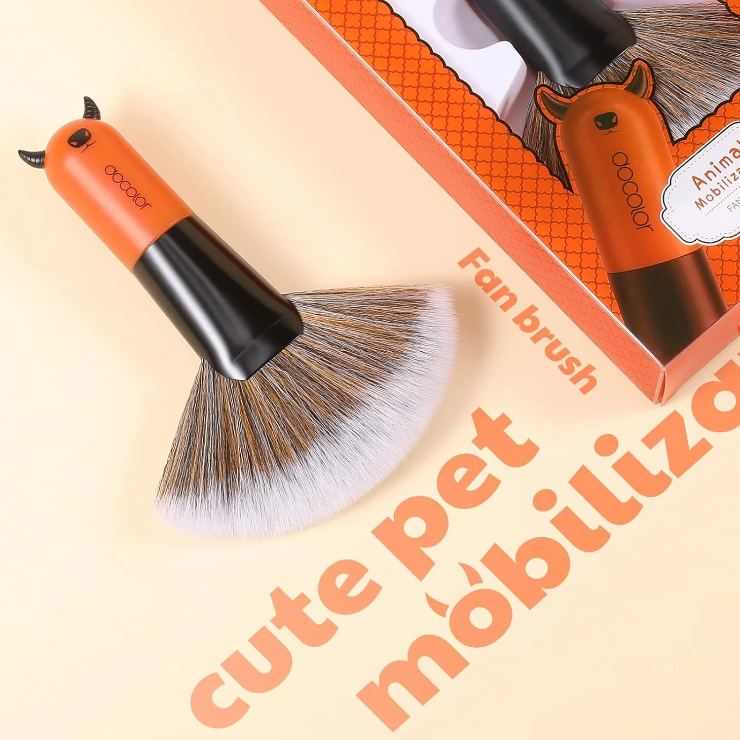 براش بادبزنی آرایشی صورت حرفه ای Docolor، براش هایلایتینگ کابوکی، موهای مصنوعی درجه یک، ابزار آرایشی، سری کارتونی گاو براش بادبزنی آرایشی صورت حرفه ای Docolor، براش هایلایتینگ کابوکی، موهای مصنوعی درجه یک، ابزار آرایشی، سری کارتونی گاو