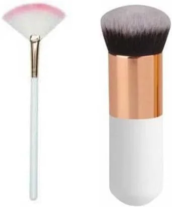 ست برس آرایشی داتناساید، برس کرم پودر حرفه ای چوبی و برس بادبزنی برای هایلایتر آرایش صورت - (بسته 2 عددی) ست برس آرایشی داتناساید، برس کرم پودر حرفه ای چوبی و برس بادبزنی برای هایلایتر آرایش صورت - (بسته 2 عددی)