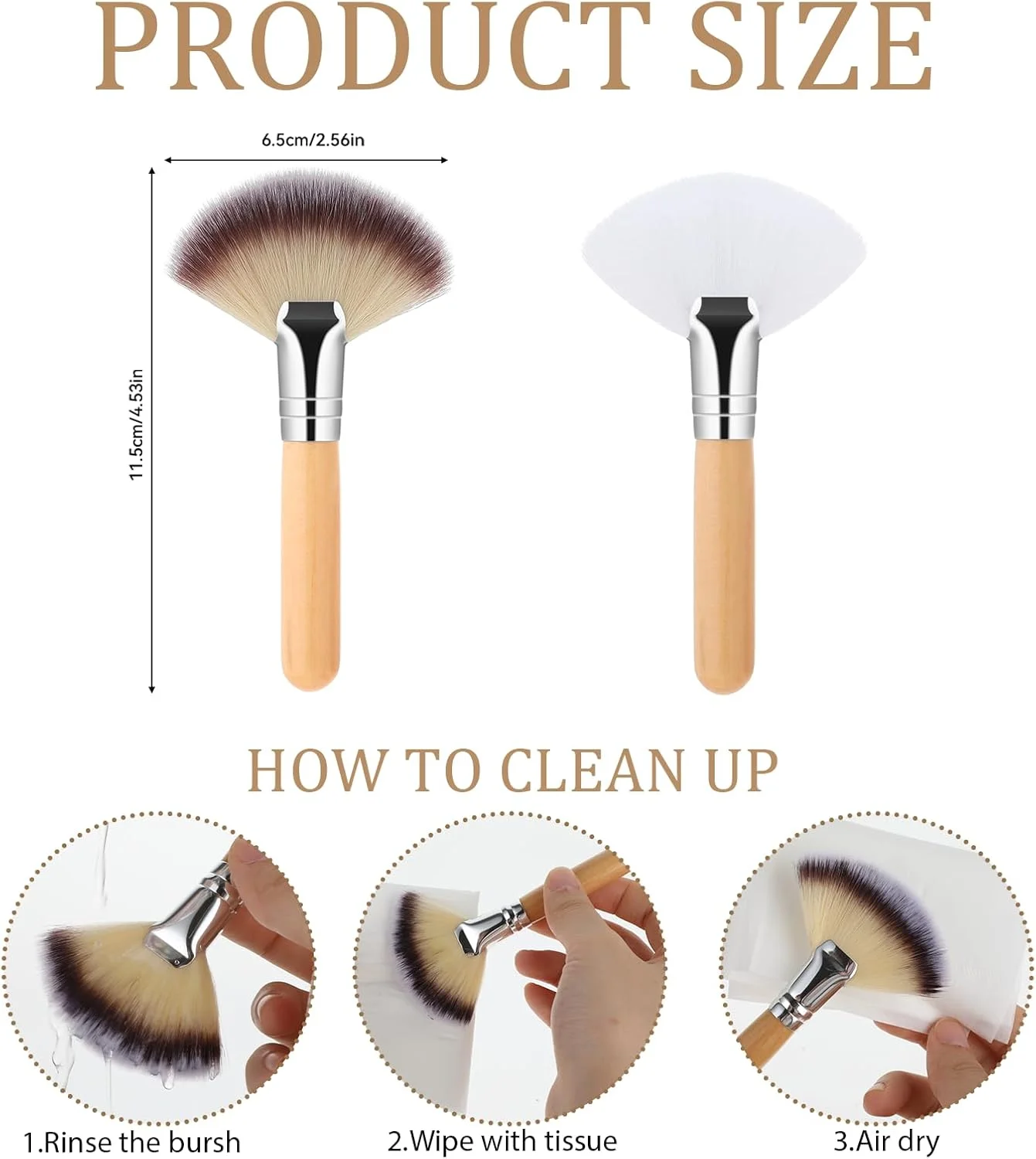 برس بادبزنی کوچک، 2 عدد برس نرم و کرکی صورت، ابزار آرایشی، لوازم زیبایی، اپلیکاتور صورت برای زنان و دختران، مناسب برای آرایش، پاکسازی صورت، نقاشی آبرنگ روی بوم (سفید، قهوه ای) برس بادبزنی کوچک، 2 عدد برس نرم و کرکی صورت، ابزار آرایشی، لوازم زیبایی، اپلیکاتور صورت برای زنان و دختران، مناسب برای آرایش، پاکسازی صورت، نقاشی آبرنگ روی بوم (سفید، قهوه ای)