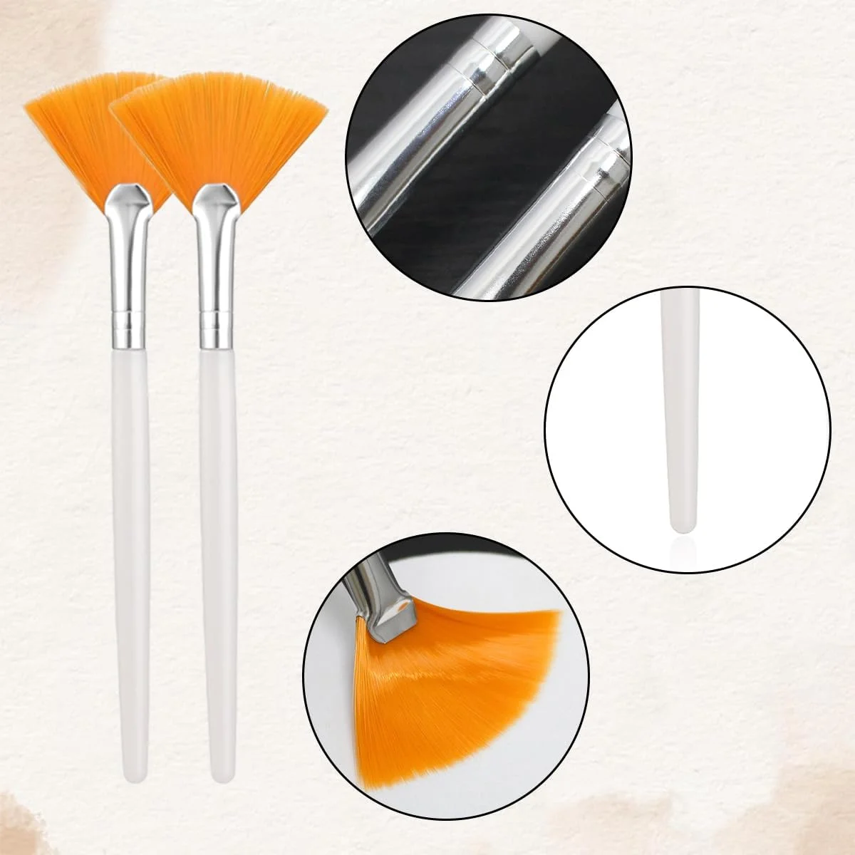 24 عدد برس پنکه ای صورت، اپلیکاتور نرم ماسک صورت، برس های آرایشی، موی نرم، اپلیکاتور ماسک گِل صورت، برس اپلیکاتور اسید، دسته پلاستیکی، ابزار آرایشی برای زنان