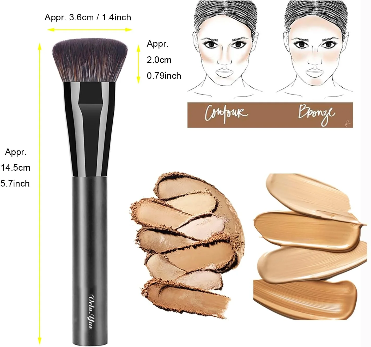 براش کانتورینگ تخت Vela.Yue، براش آرایشی کانتورینگ و زاویه سازی صورت