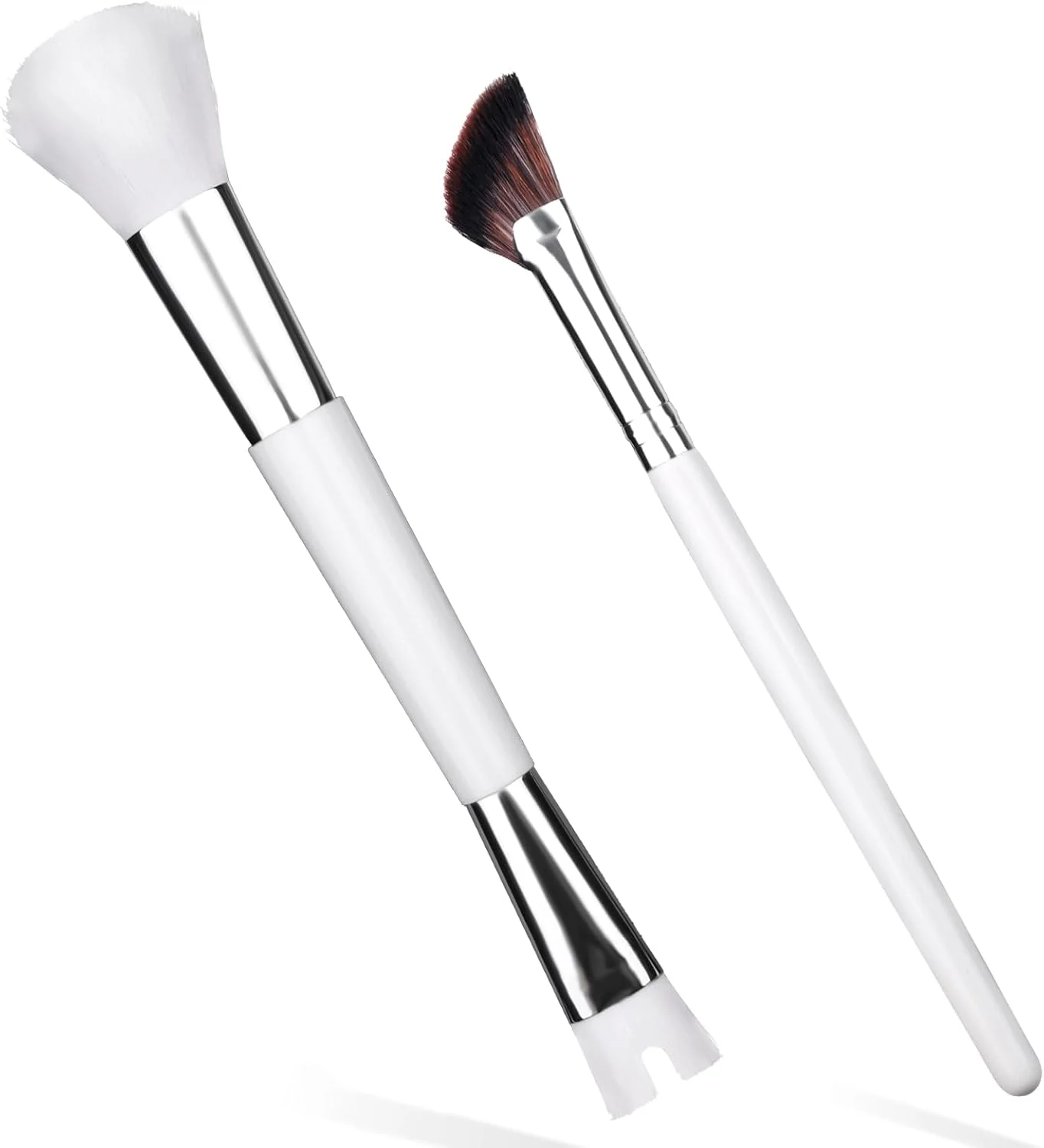 ست 2 عددی براش کانتور بینی، ست براش کرکی و زاویه دار U شکل 2 در 1، ابزار آرایشی کاربردی برای فرم دهی، هایلایت و مشخص کردن بینی