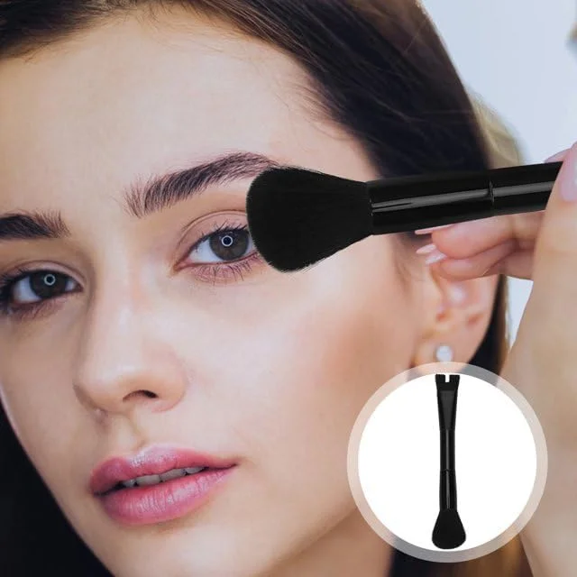 براش کانتور بینی مشکی با طراحی U شکل برای فرم دهی و مشخص کردن کانتور بینی، براش آرایشی دو طرفه دقیق 2 در 1، مناسب برای مشخص کردن استخوان گونه و کانتور کردن بینی