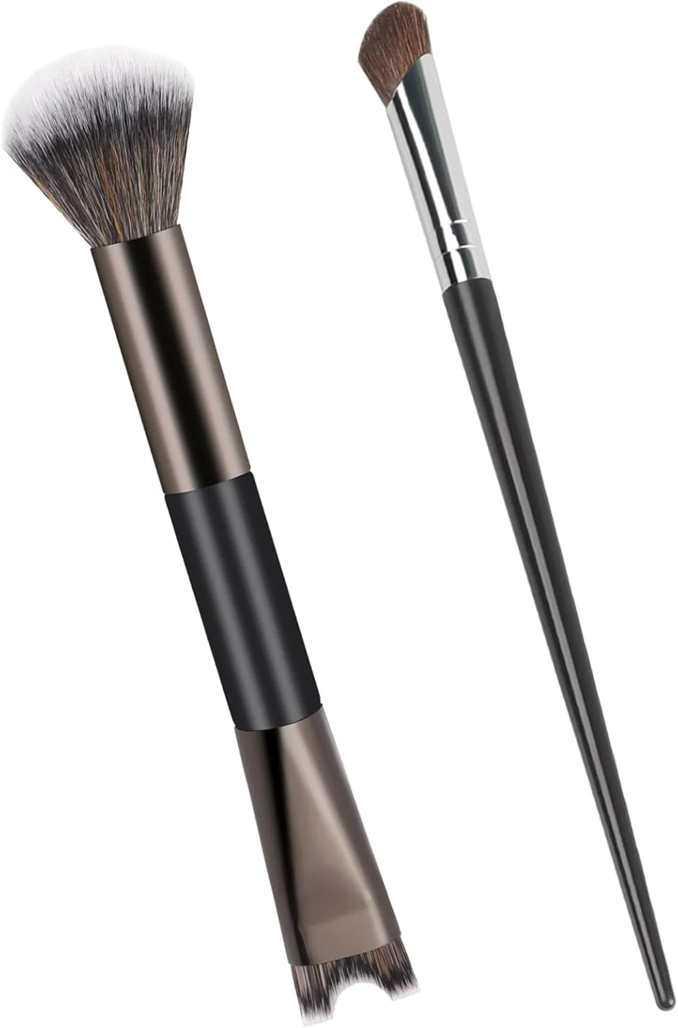 ست 2 عددی برس کانتور بینی، ست برس زاویه دار کرکی U شکل 2 در 1، ابزار آرایشی کاربردی دو سر برای فرم دهی دقیق، هایلایت و مشخص کردن بینی، کانتورینگ یکپارچه برای آرایشگران