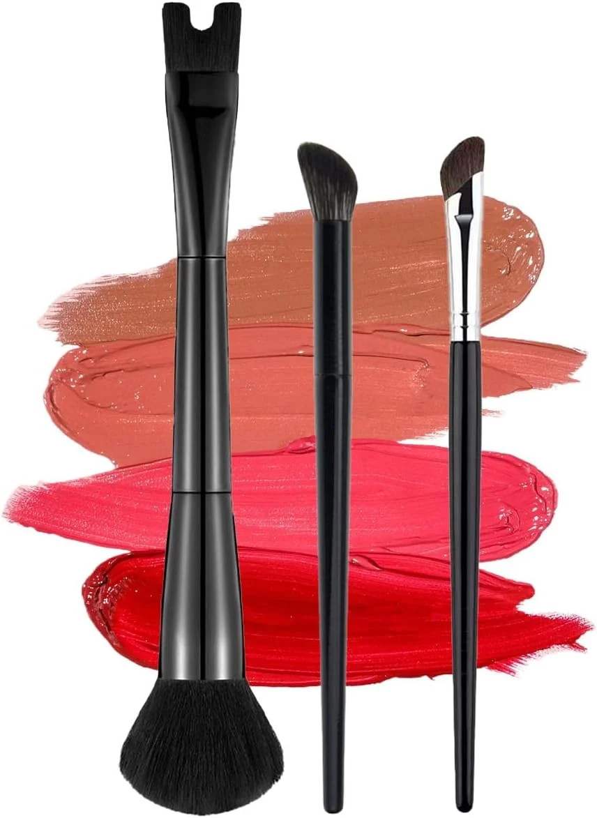 ست 3 عددی براش کانتور بینی U شکل، براش سایه بینی داسی شکل، براش هایلایت استخوان ابرو برای کرم پودر و رژگونه