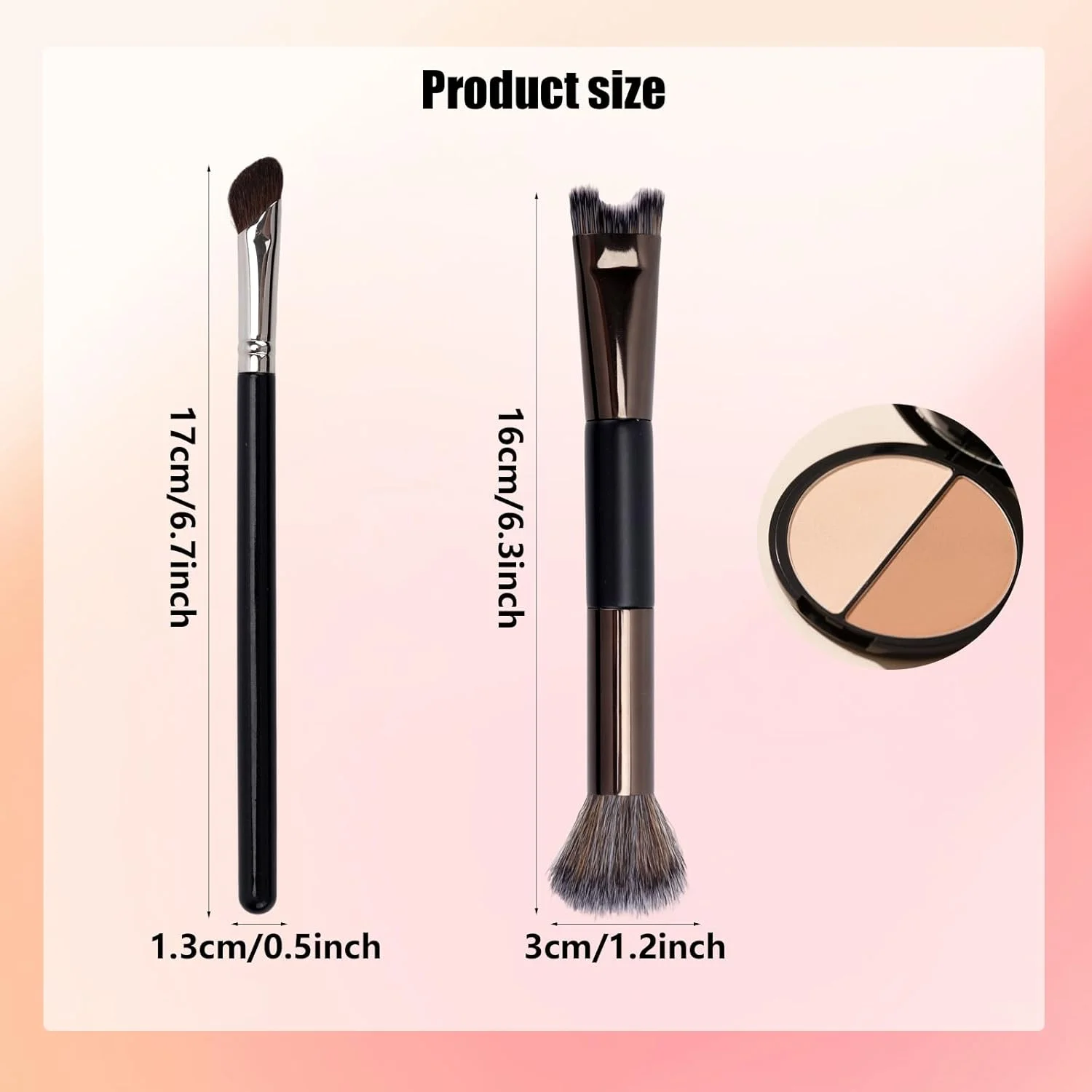 ست برس کانتور بینی 2 عددی، برس کرکی U شکل 2 در 1 و برس مینی شیب دار، مجموعه ابزار آرایشی کاربردی برای فرم دادن، مشخص کردن و هایلایت کردن بینی