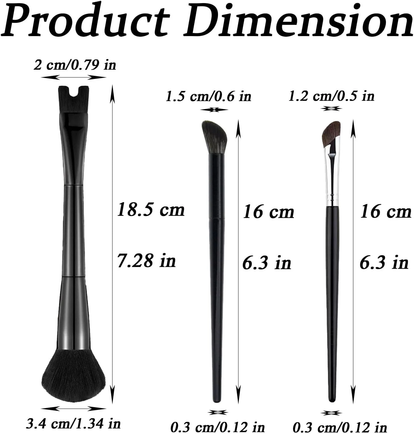 ست 3 عددی براش کانتور بینی U شکل، براش سایه بینی داسی شکل، براش هایلایت استخوان ابرو برای کرم پودر و رژگونه