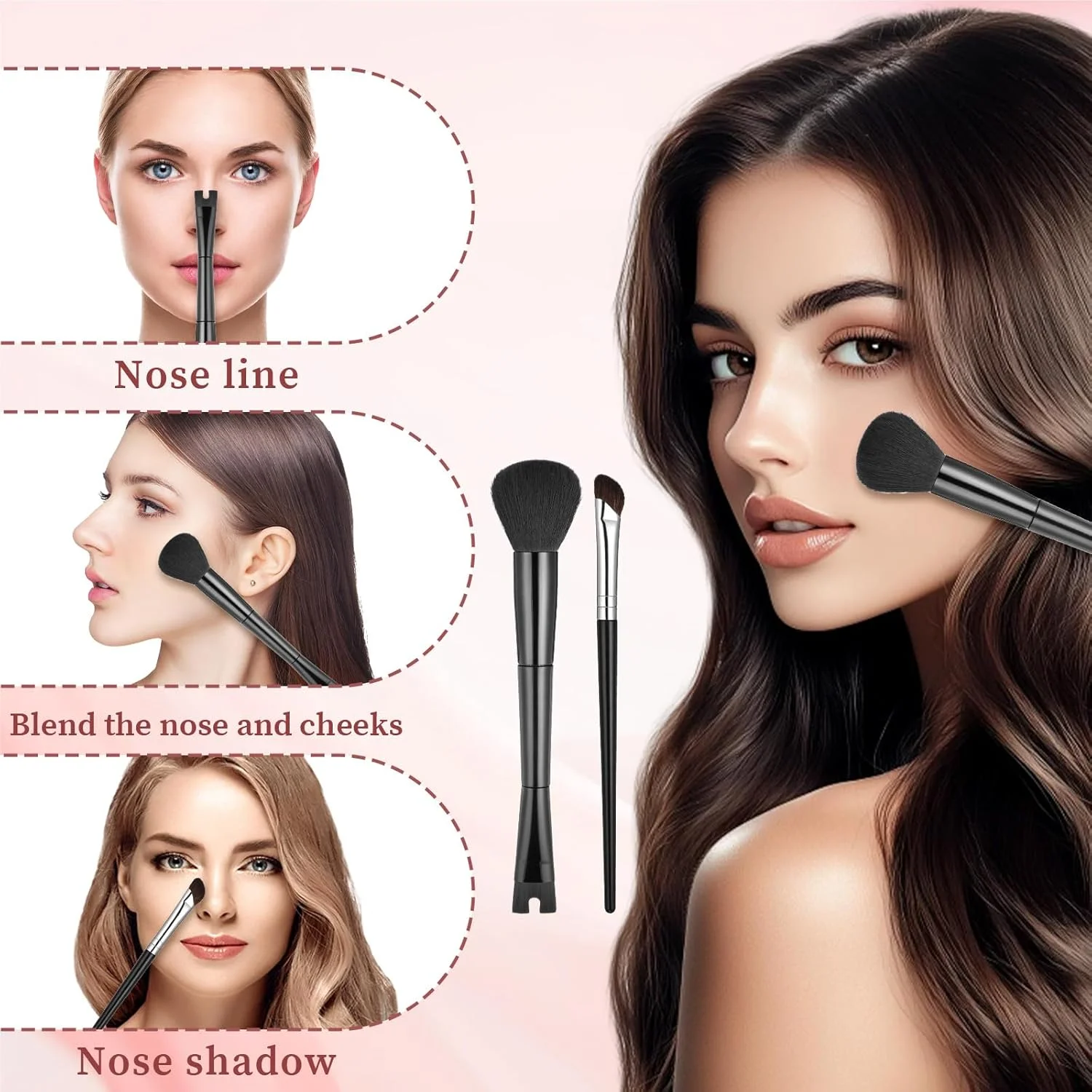 ست 2 عددی برس کانتور بینی، برس های 7 اینچی 2 در 1 U شکل و کرکی، ست برس زاویه دار مشکی برای کانتور، ترکیب، مجسمه سازی، هایلایت و مشخص کردن یکپارچه بینی ست 2 عددی برس کانتور بینی، برس های 7 اینچی 2 در 1 U شکل و کرکی، ست برس زاویه دار مشکی برای کانتور، ترکیب، مجسمه سازی، هایلایت و مشخص کردن یکپارچه بینی