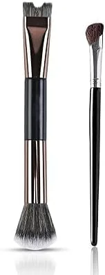 ست براش کانتور بینی تزویق، 2 عددی، براش کرکی و زاویه دار U شکل 2 در 1، ست براش بینی برای فرم دهی و مشخص کردن بینی