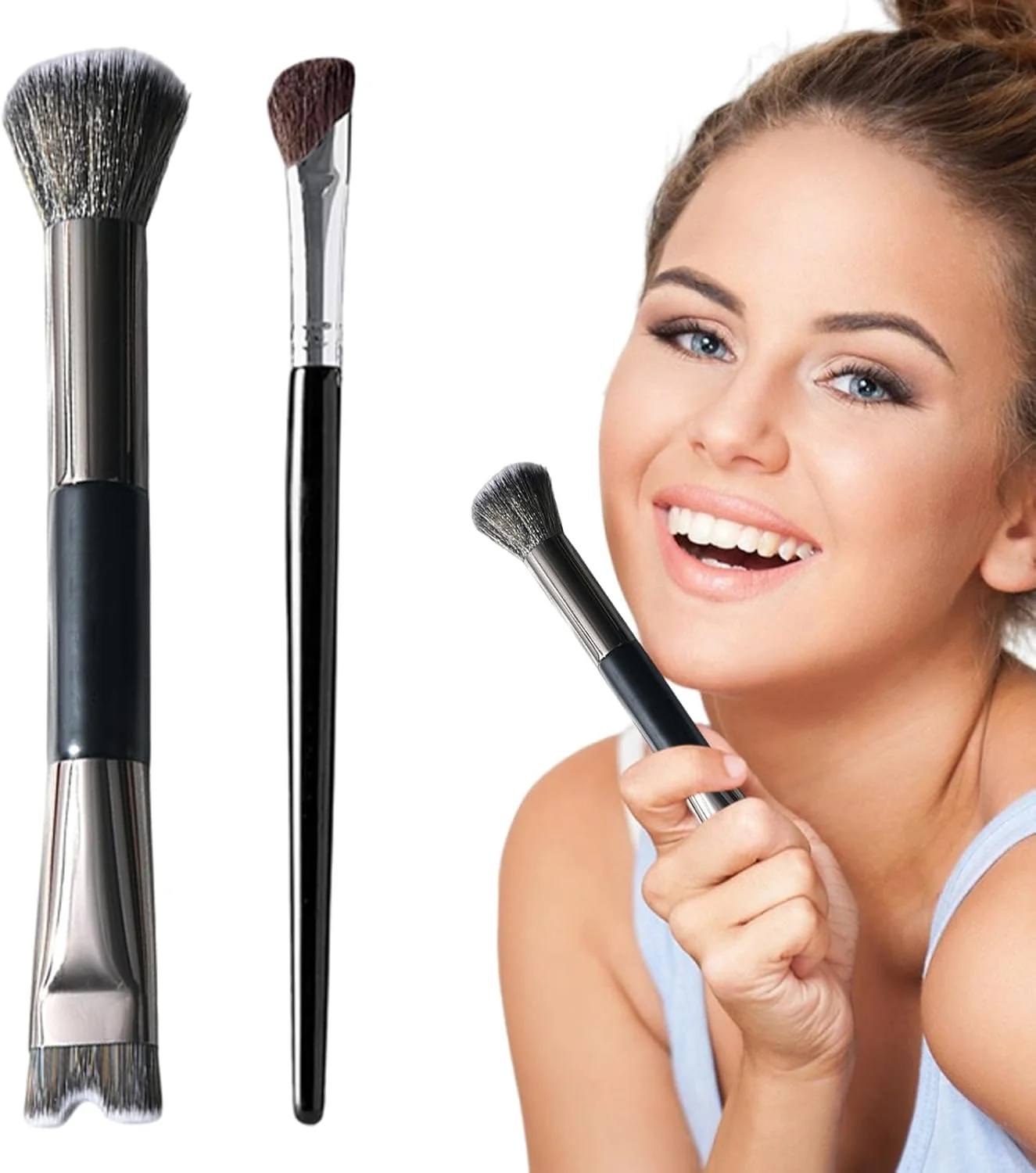 براش کانتور بینی، براش آرایشی کانتور زاویه دار، ابزار آرایشی با موهای مصنوعی برای ترکیب، پخش کردن، فرم دادن، هایلایت و مشخص کردن