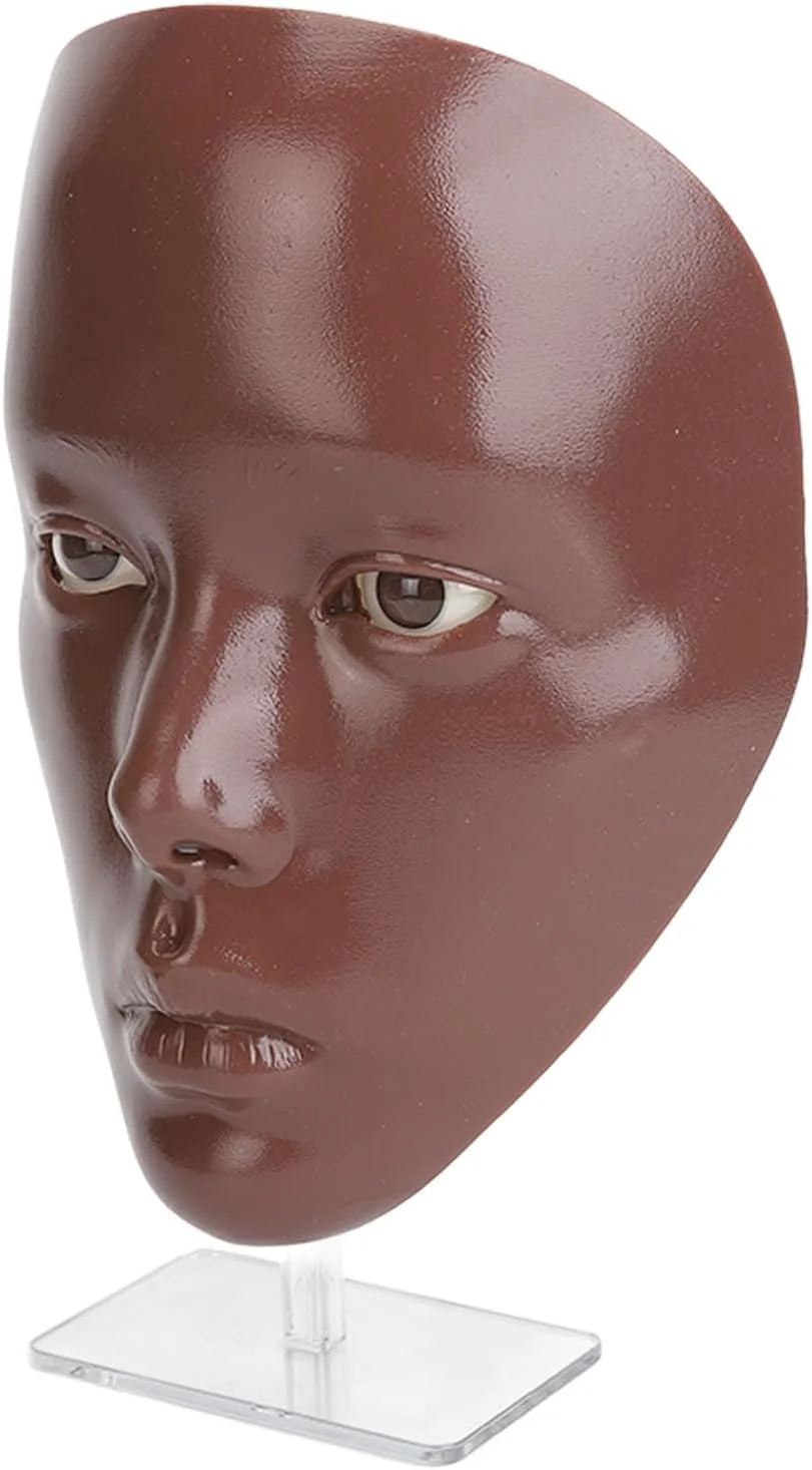 مانکن سیلیکونی آرایشی، صورت تمرین آرایش 5 بعدی قابل استفاده مجدد و تمیز کردن آسان برای مبتدیان (سیلیکون + پلاستیک 3)