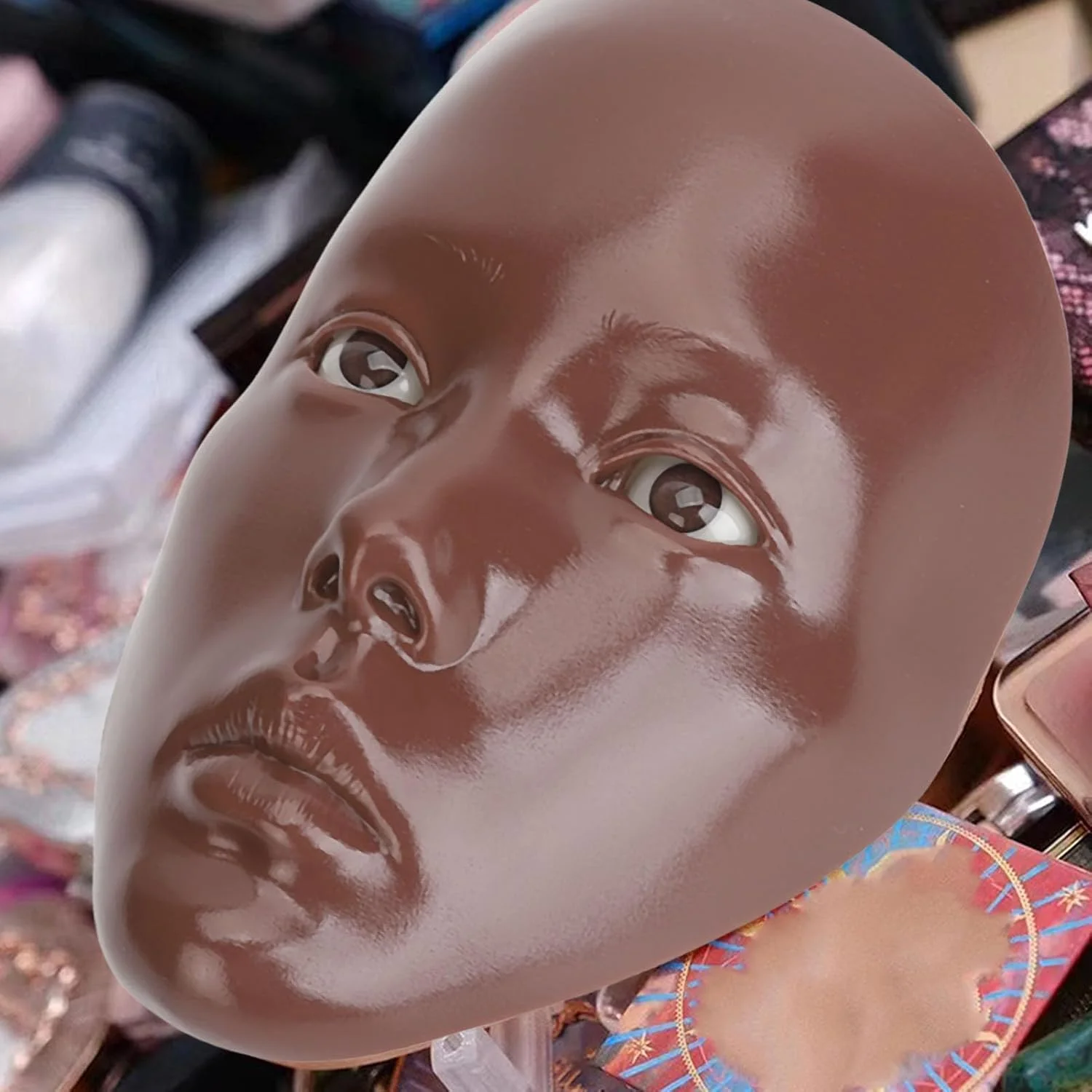 مانکن سیلیکونی آرایشی، صورت تمرین آرایش 5 بعدی قابل استفاده مجدد و تمیز کردن آسان برای مبتدیان (سیلیکون + پلاستیک 3)