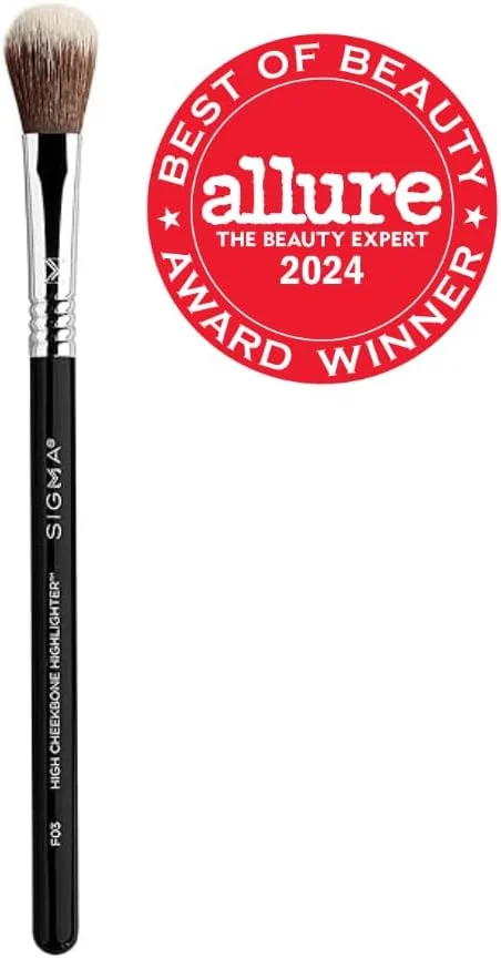 سیگما بیوتی F03 - براش حرفه ای هایلایتر گونه و آرایش چشم، بدون تست حیوانی و وگان، ضد آب و دارای الیاف مصنوعی نرم