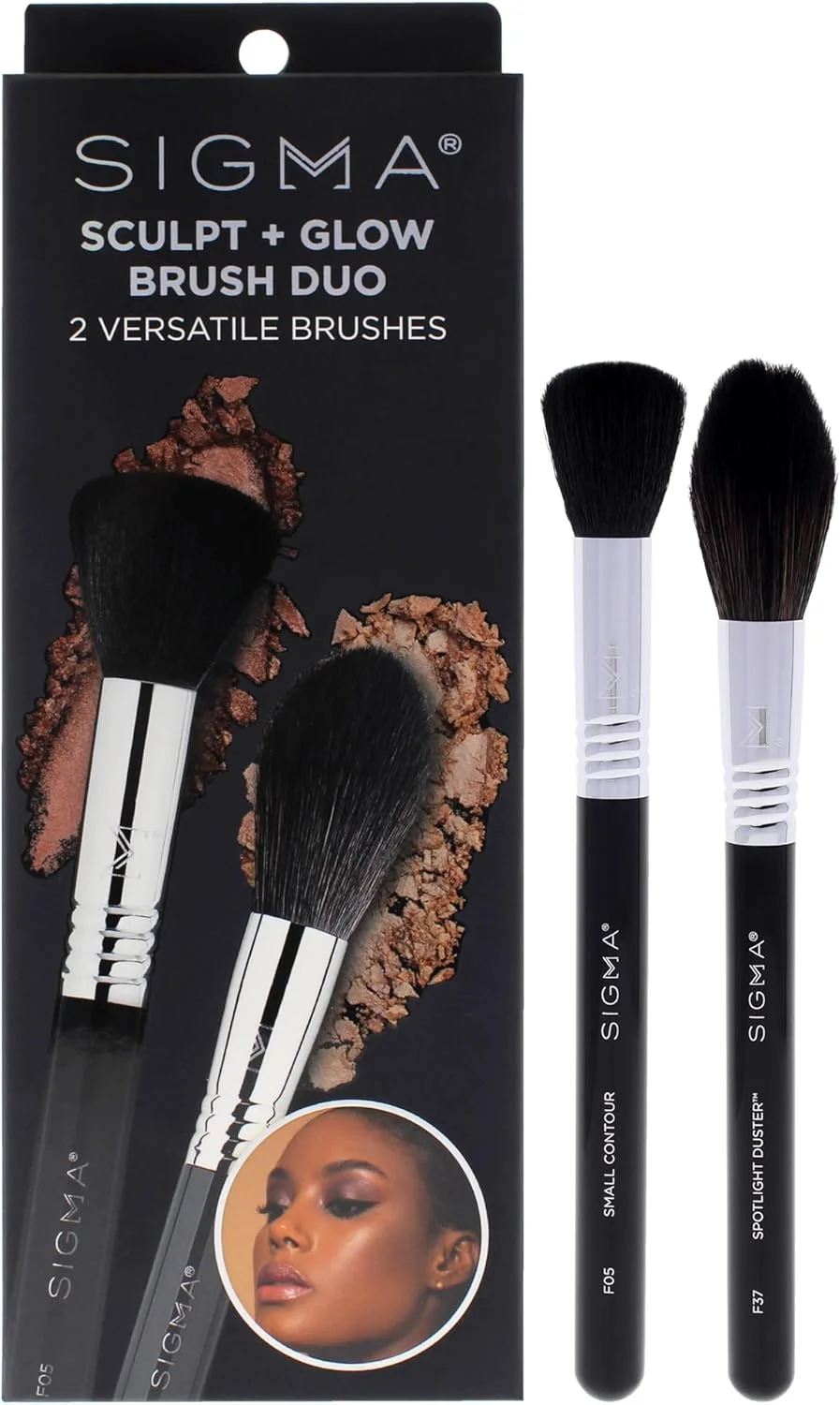 ست دو عددی براش Sculpt Plus Glow سیگما مناسب برای خانم ها - شامل براش کانتور کوچک F05 و براش هایلایتر F37