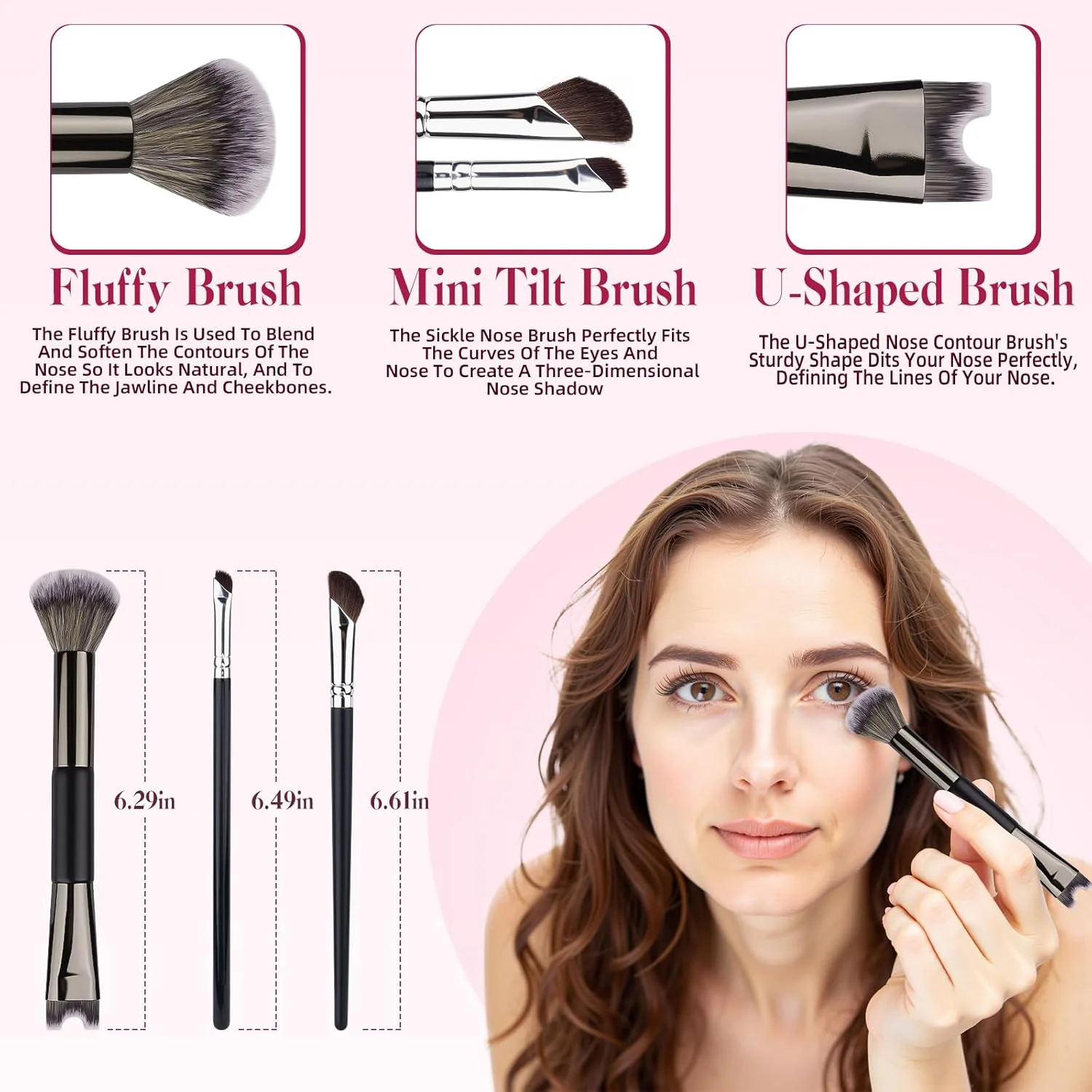 براش کانتور بینی دو طرفه، براش کانتور بینی 2 در 1، براش آرایشی زاویه دار برای فرم دادن و مشخص کردن کانتور بینی