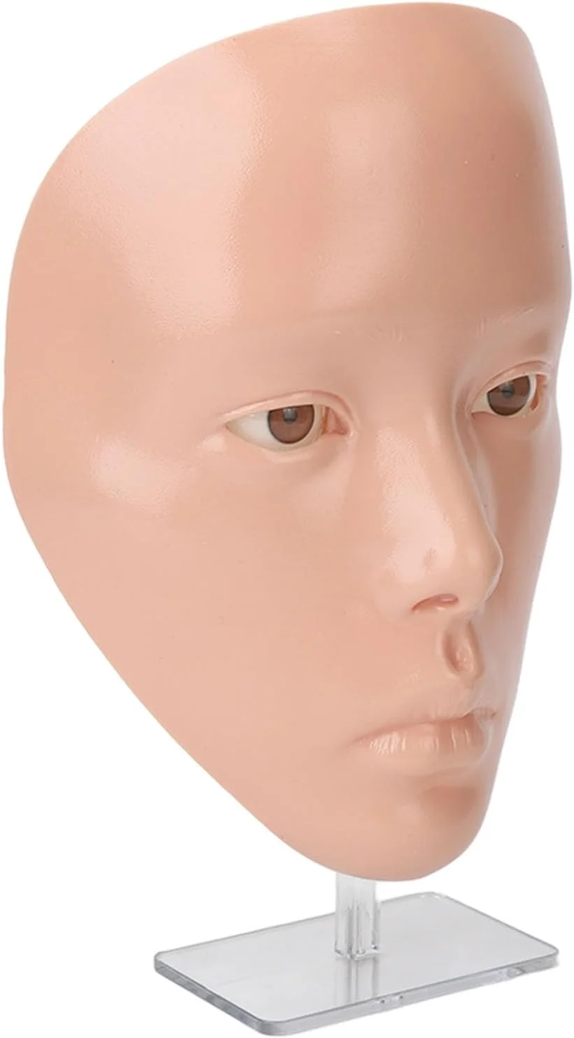 مانکن سیلیکونی تمرین آرایش، صورت تمرین آرایش 5 بعدی قابل استفاده مجدد با تمیز کردن آسان برای مبتدیان (سیلیکون + پلاستیک 2)