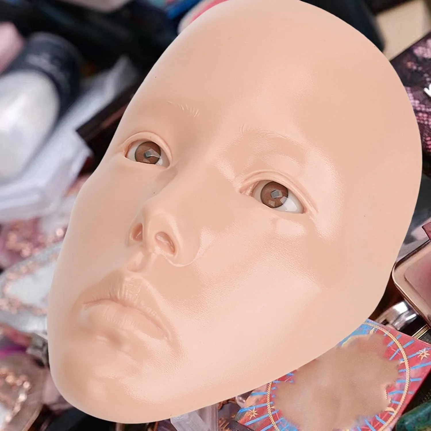 مانکن سیلیکونی تمرین آرایش، صورت تمرین آرایش 5 بعدی قابل استفاده مجدد با تمیز کردن آسان برای مبتدیان (سیلیکون + پلاستیک 2)